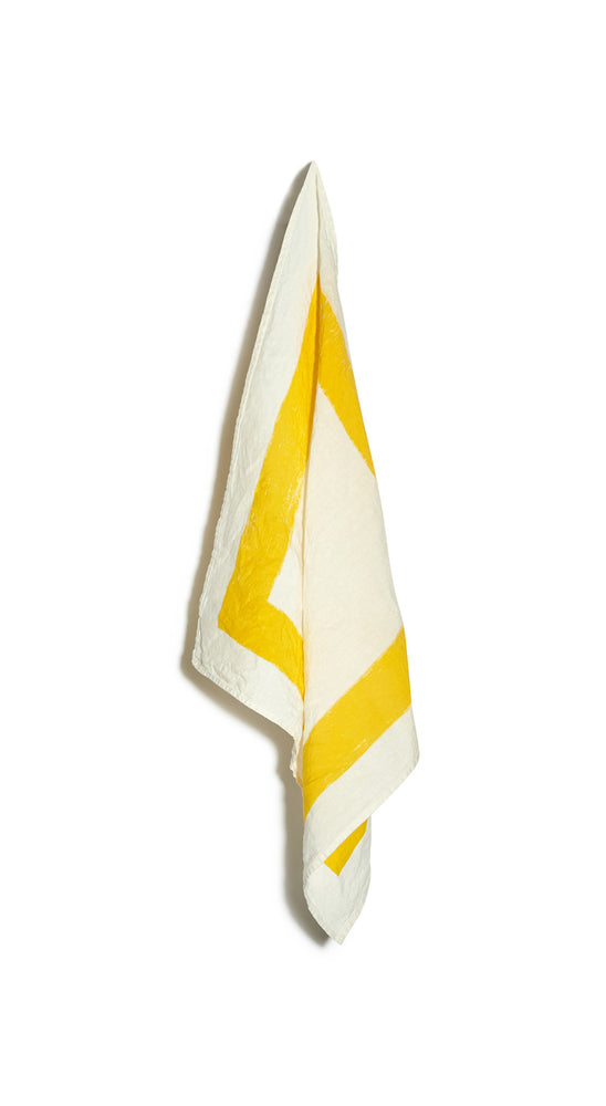 'Cornice' Linen Napkin in Lemon Yellow, 50x50cm