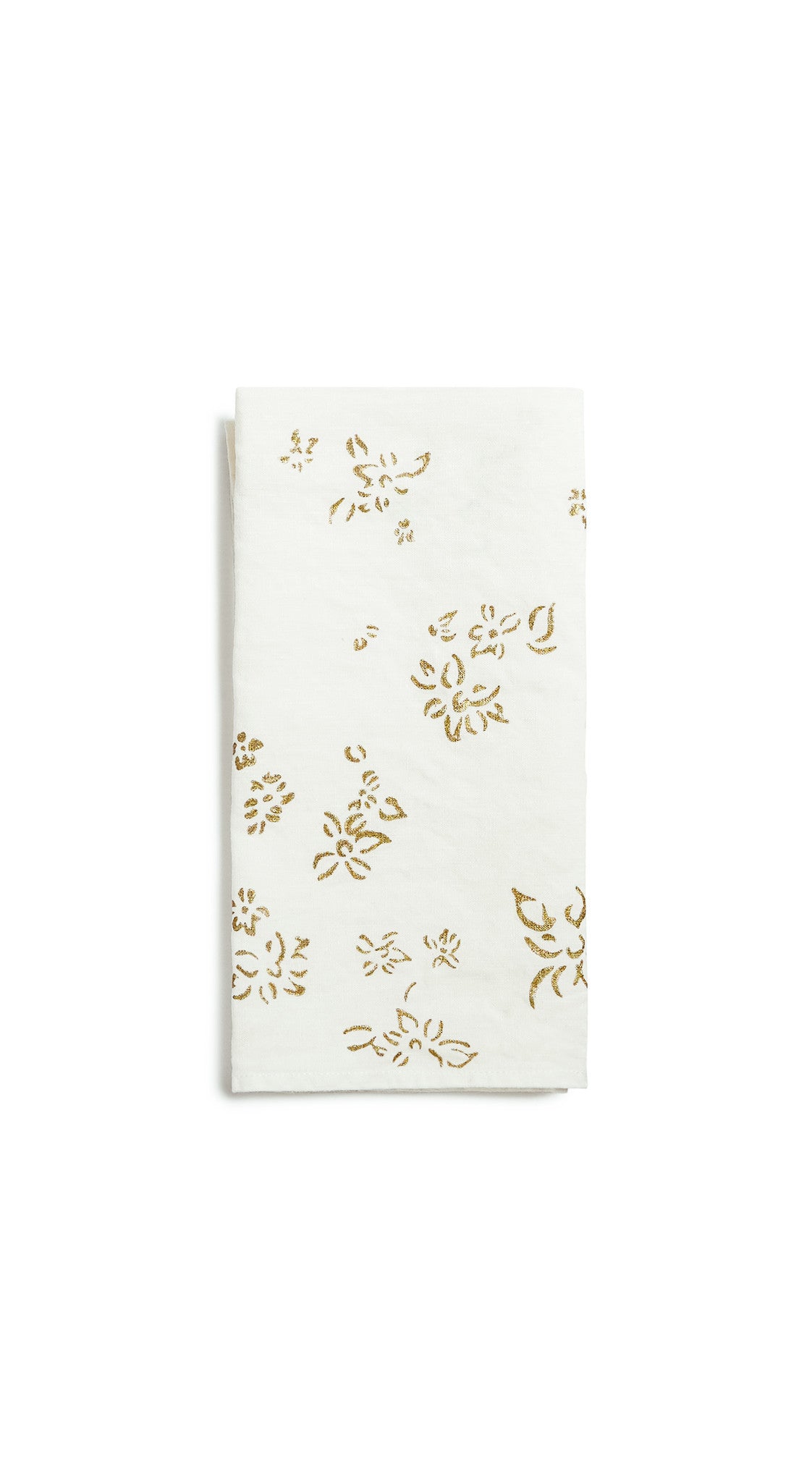 Bernadette's Hand Stamped Falling Flower Linen Napkin in Gold, 50x50cm