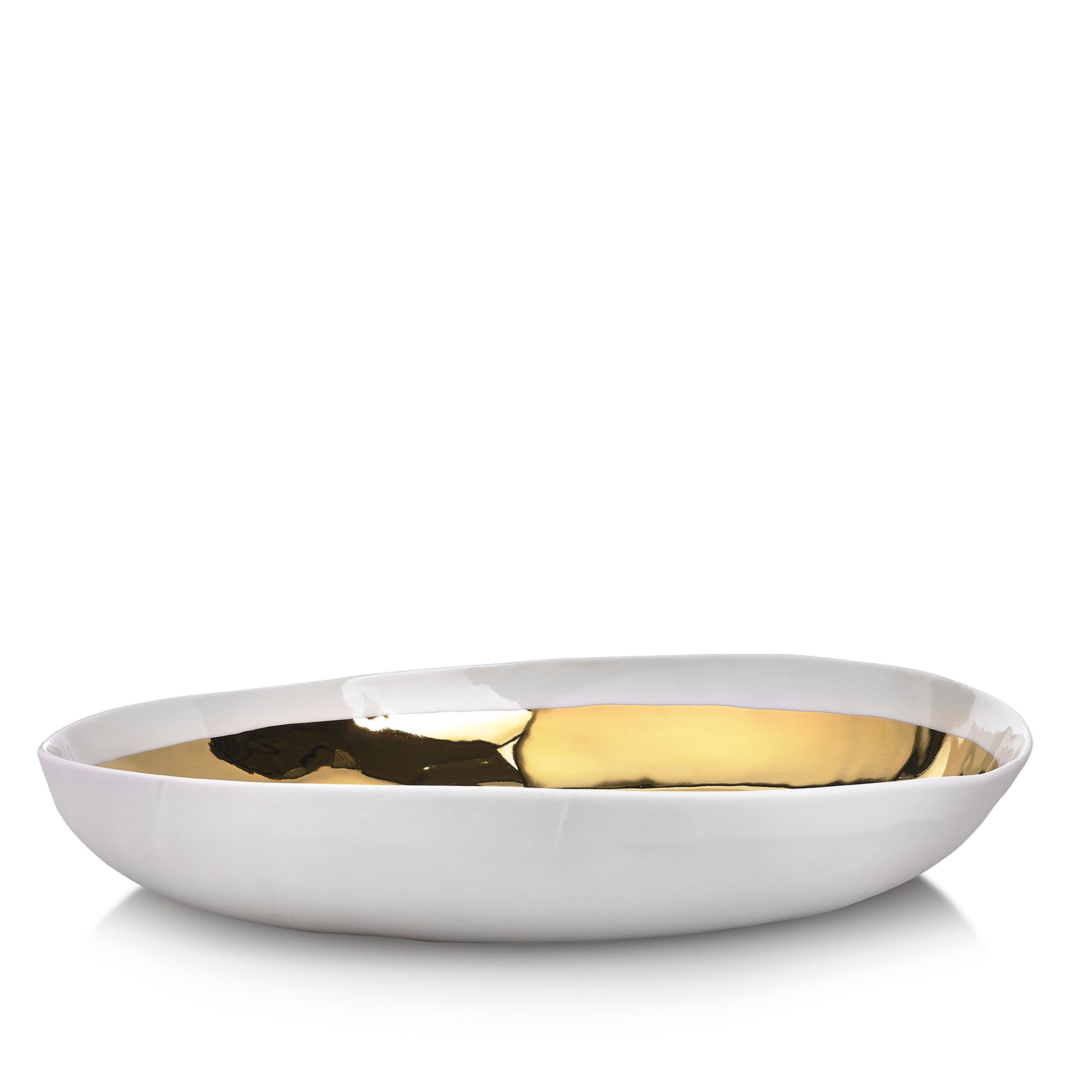 Summerill & Bishop Handmade 35cm Porcelain Salad Bowl with Gold Glaze