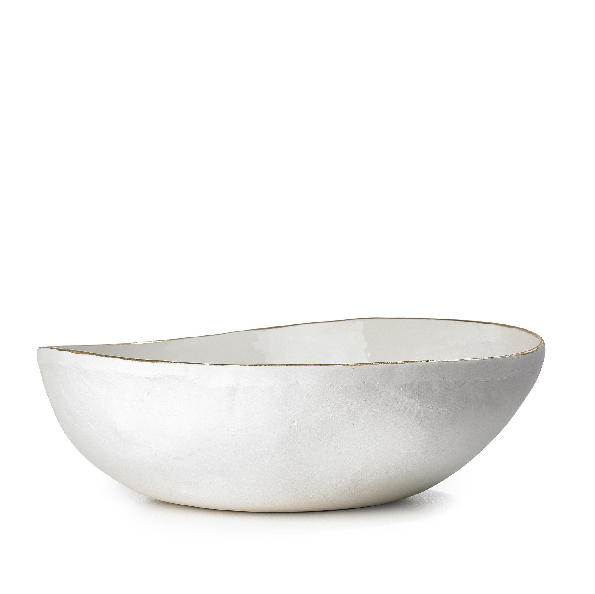 Summerill & Bishop Handmade 30cm Porcelain Medium Salad Bowl with Gold Rim