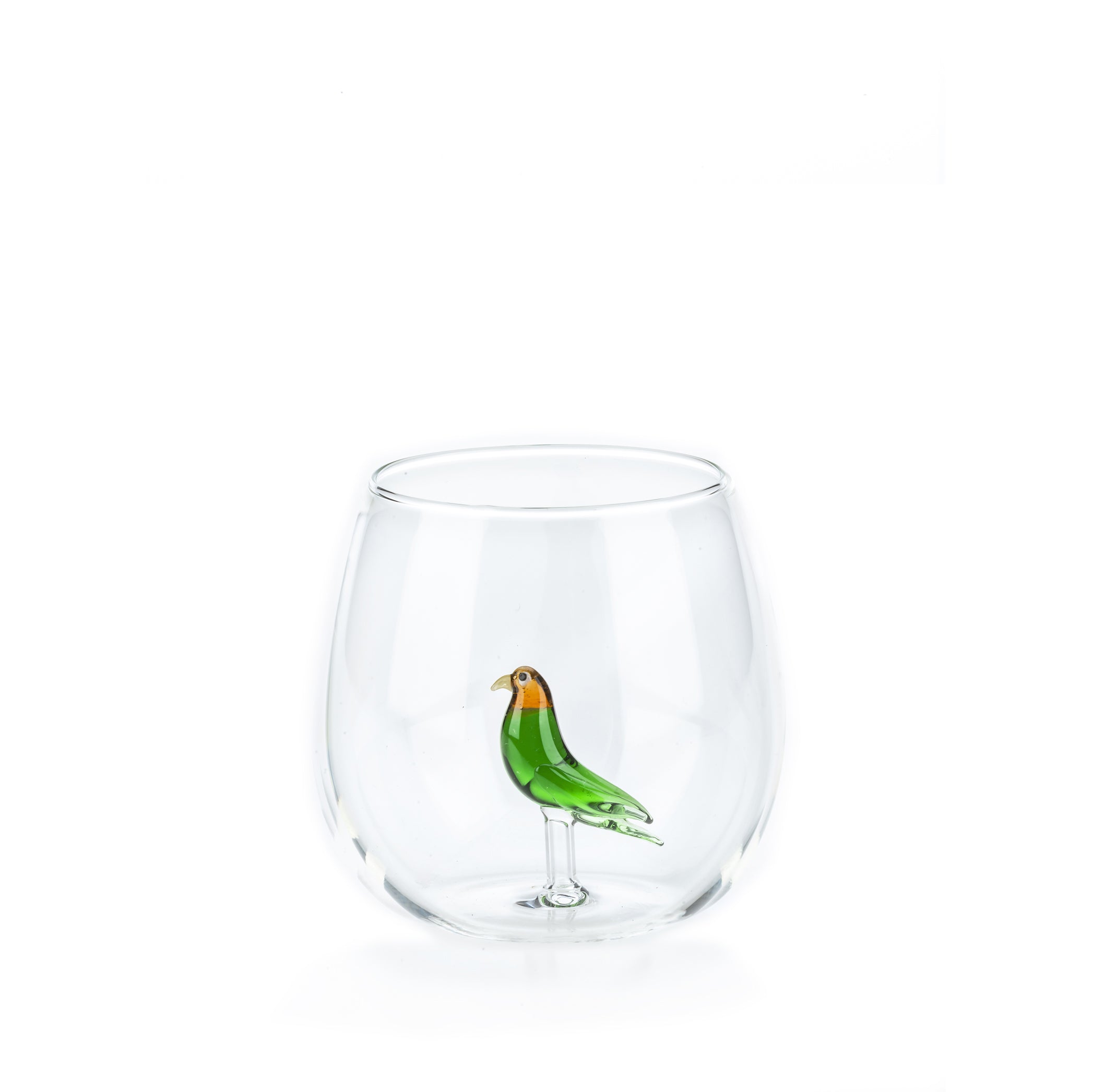 Handblown Tropical Green Bird Glass