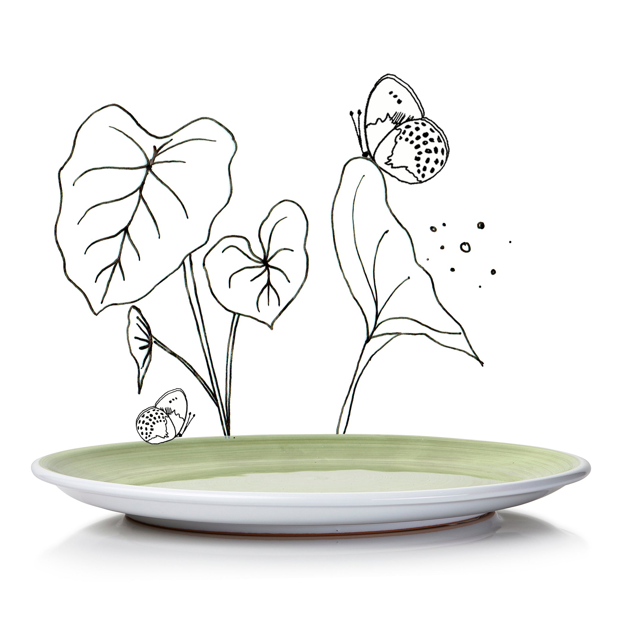 S&B 'Brushed' Ceramic Dinner Plate in Season Green, 28cm