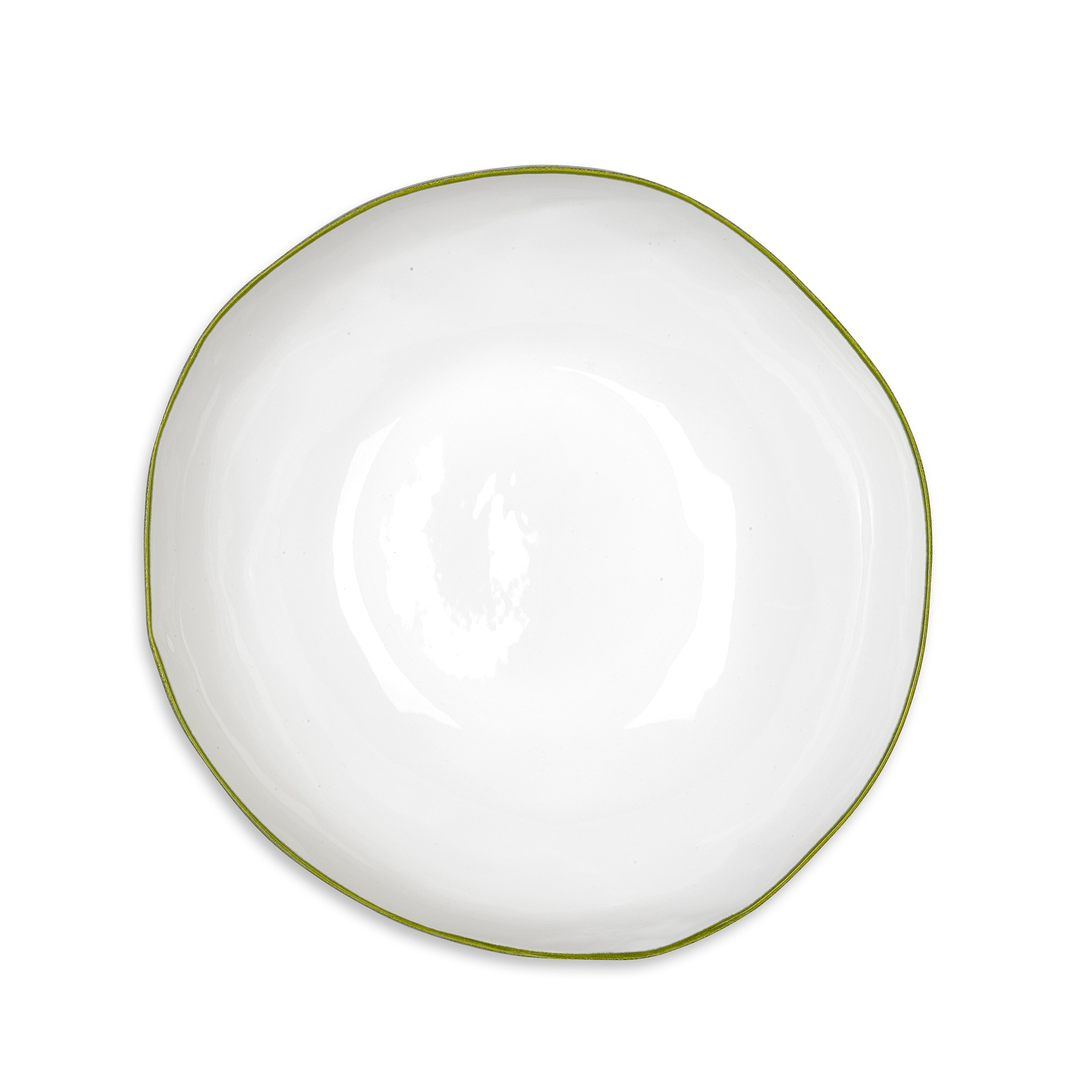 Summerill & Bishop Handmade 30cm Porcelain Medium Salad Bowl with Green Rim