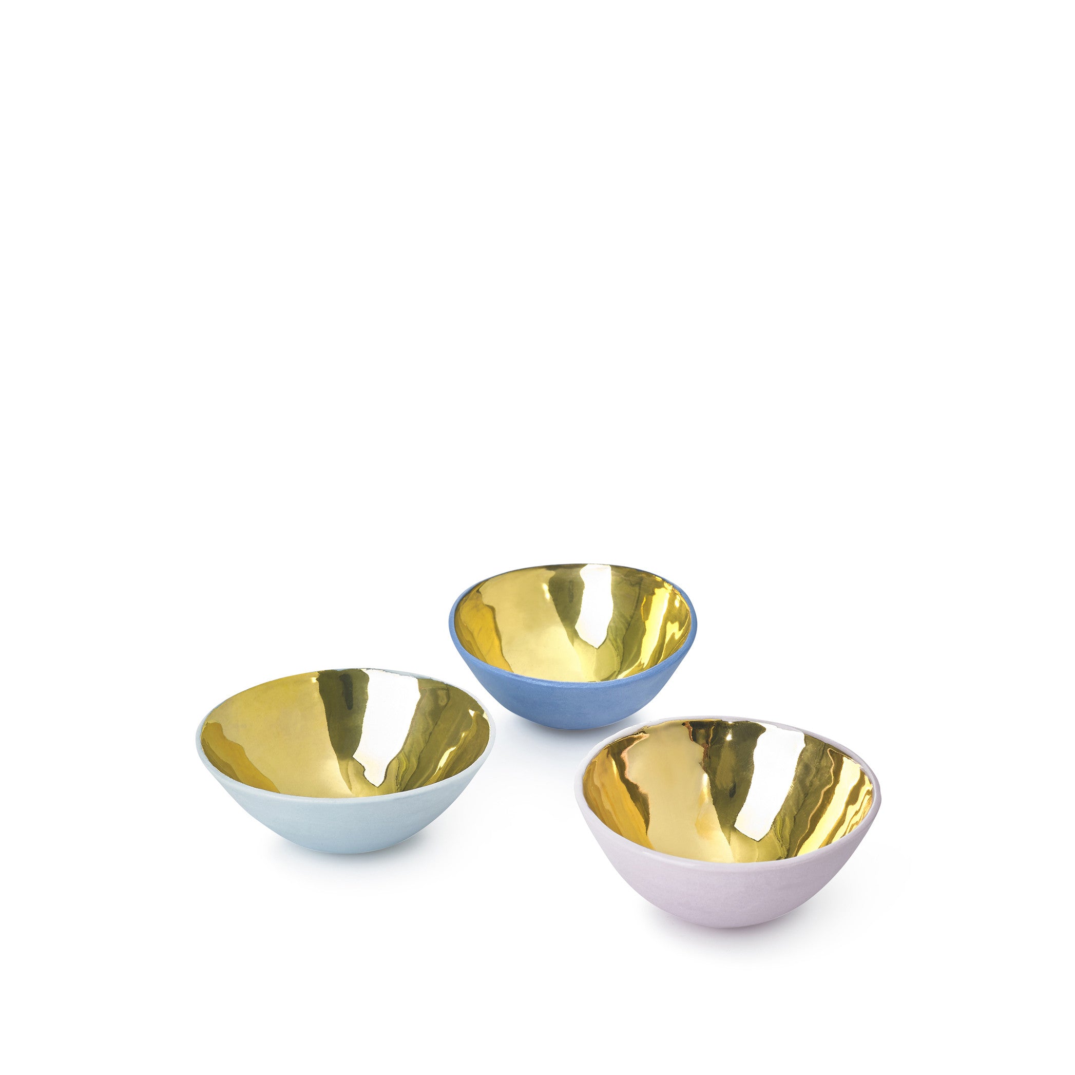 Small Light Blue Ceramic Bowl with Gold Glaze, 6cm