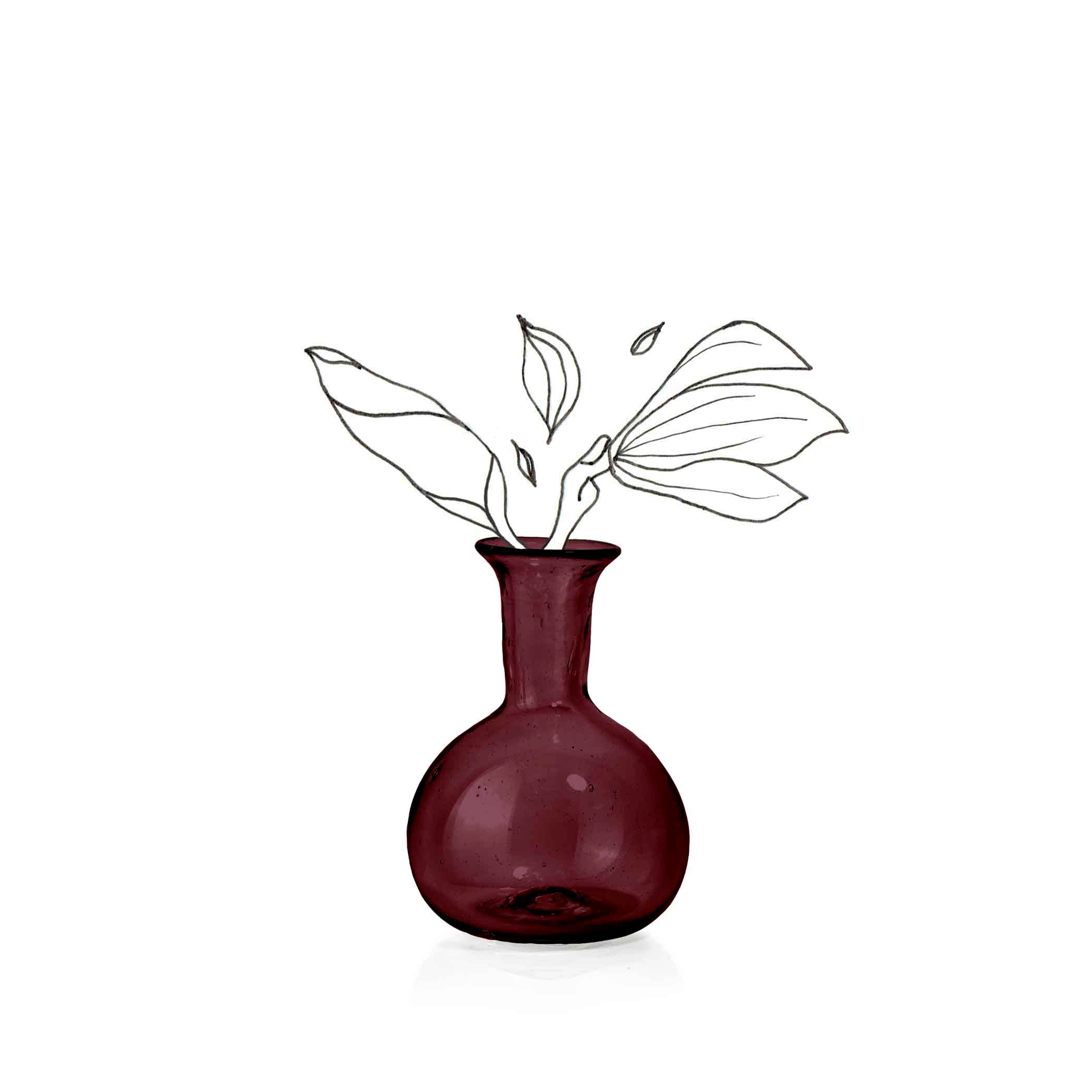 Handblown Small Round Bud Vase in Raspberry Red, 9cm