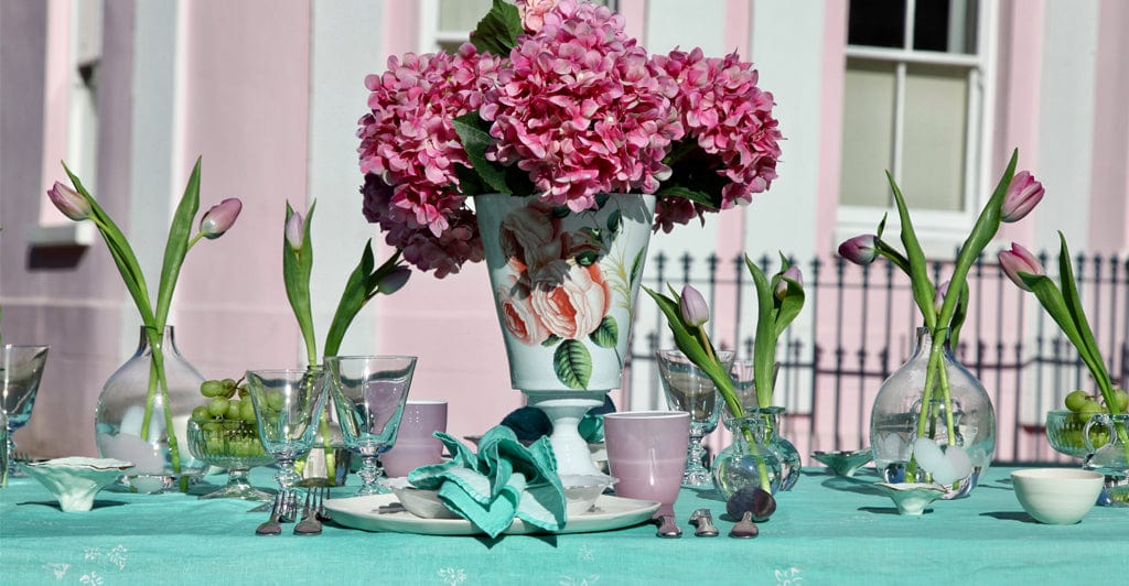 Painted Rose Vase by Astier de Villatte, 31cm