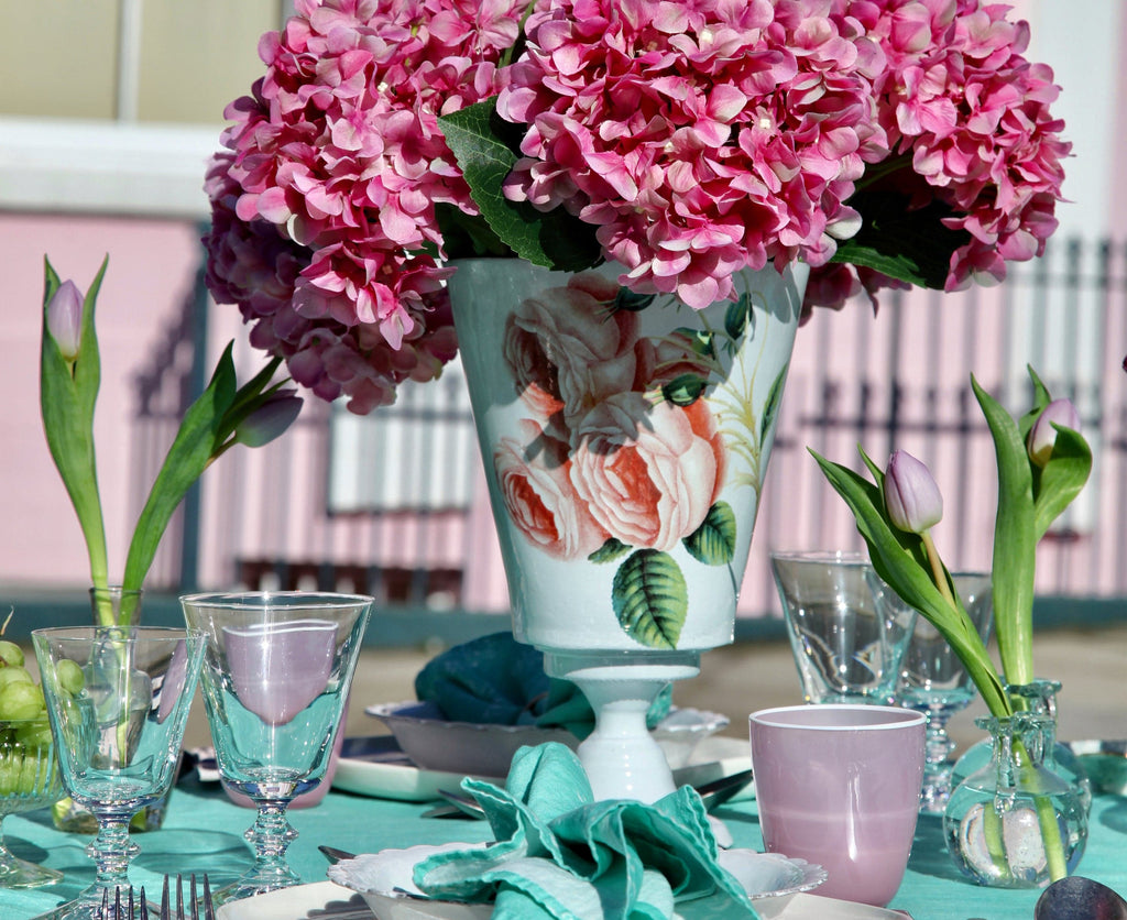 Painted Rose Vase by Astier de Villatte, 31cm