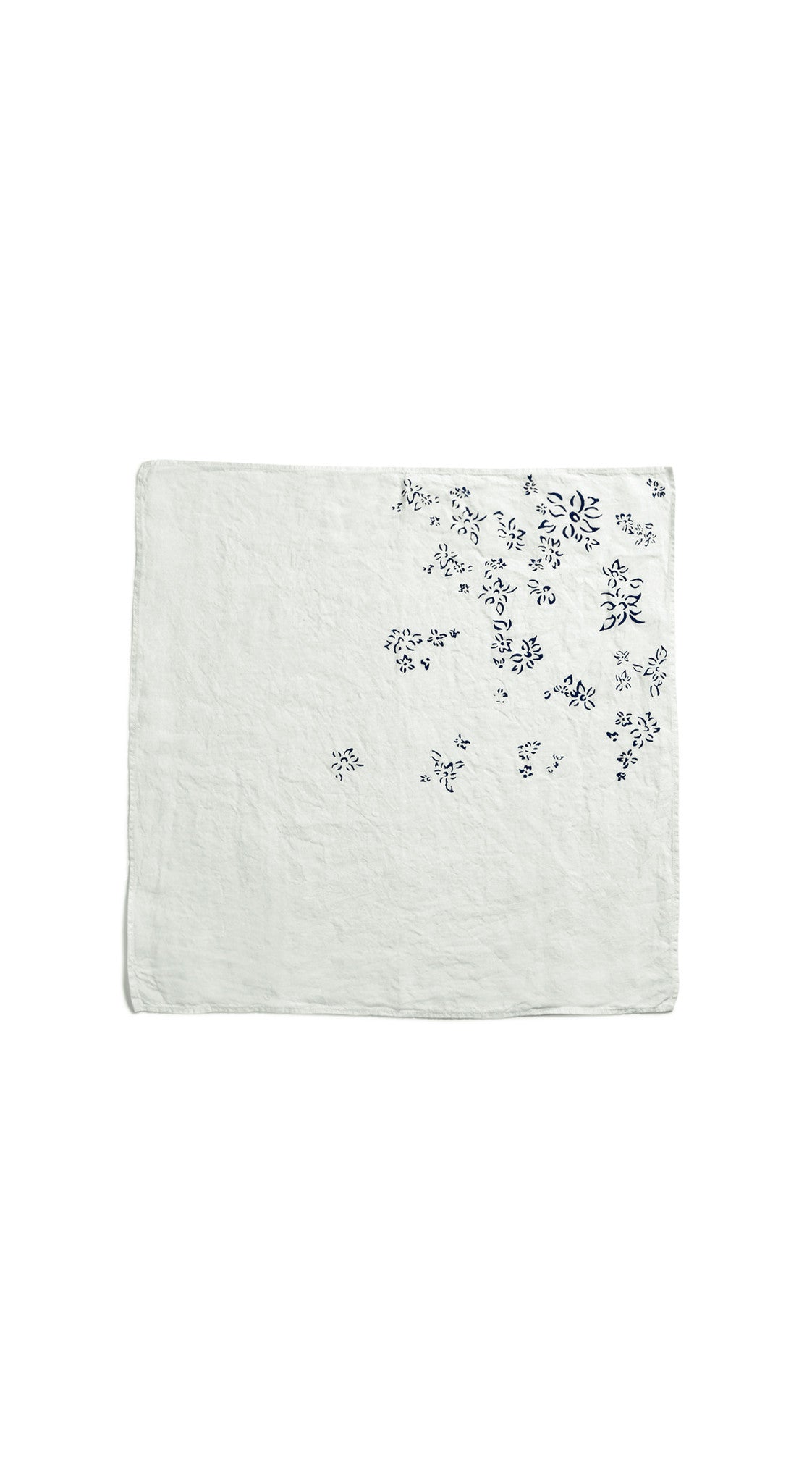Bernadette's Hand Stamped Falling Flower Linen Napkin in Midnight Blue