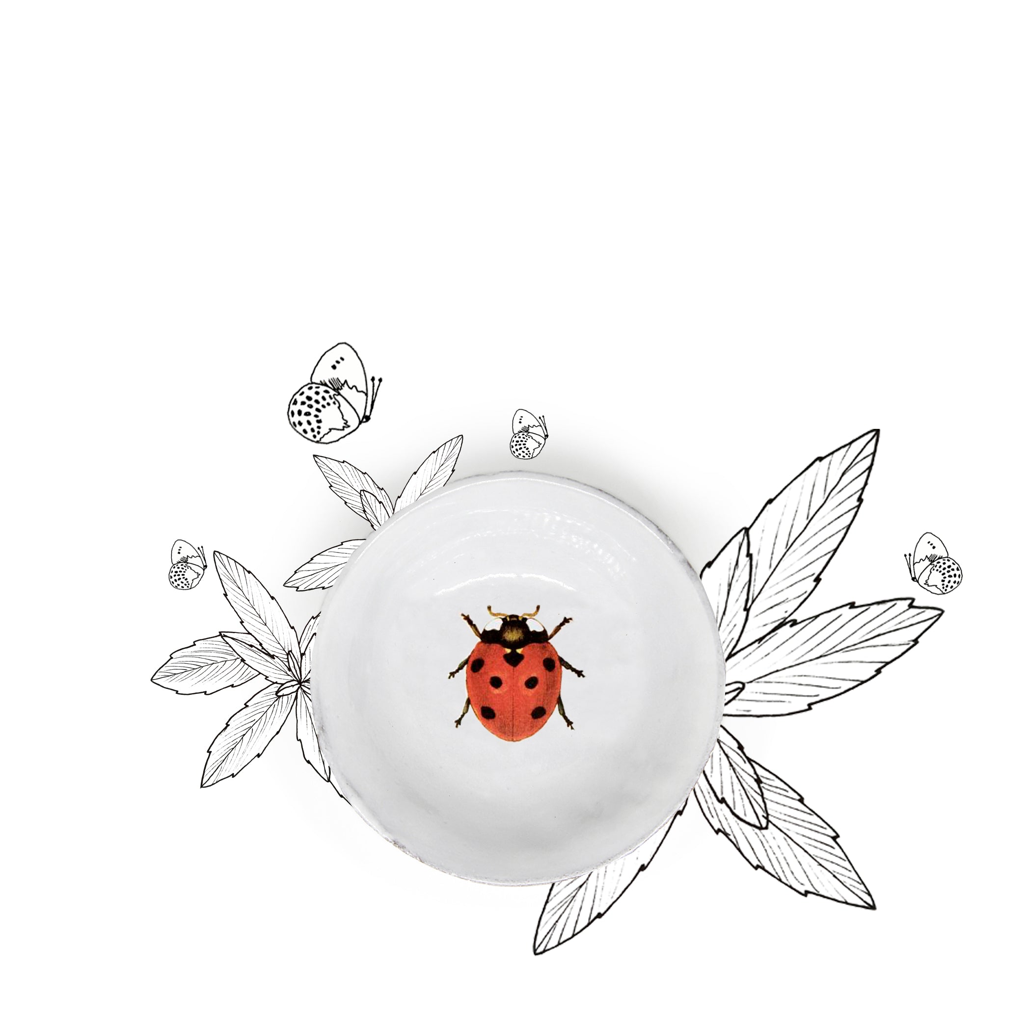 Ladybird Soup Bowl by Astier de Villatte, 14.5cm