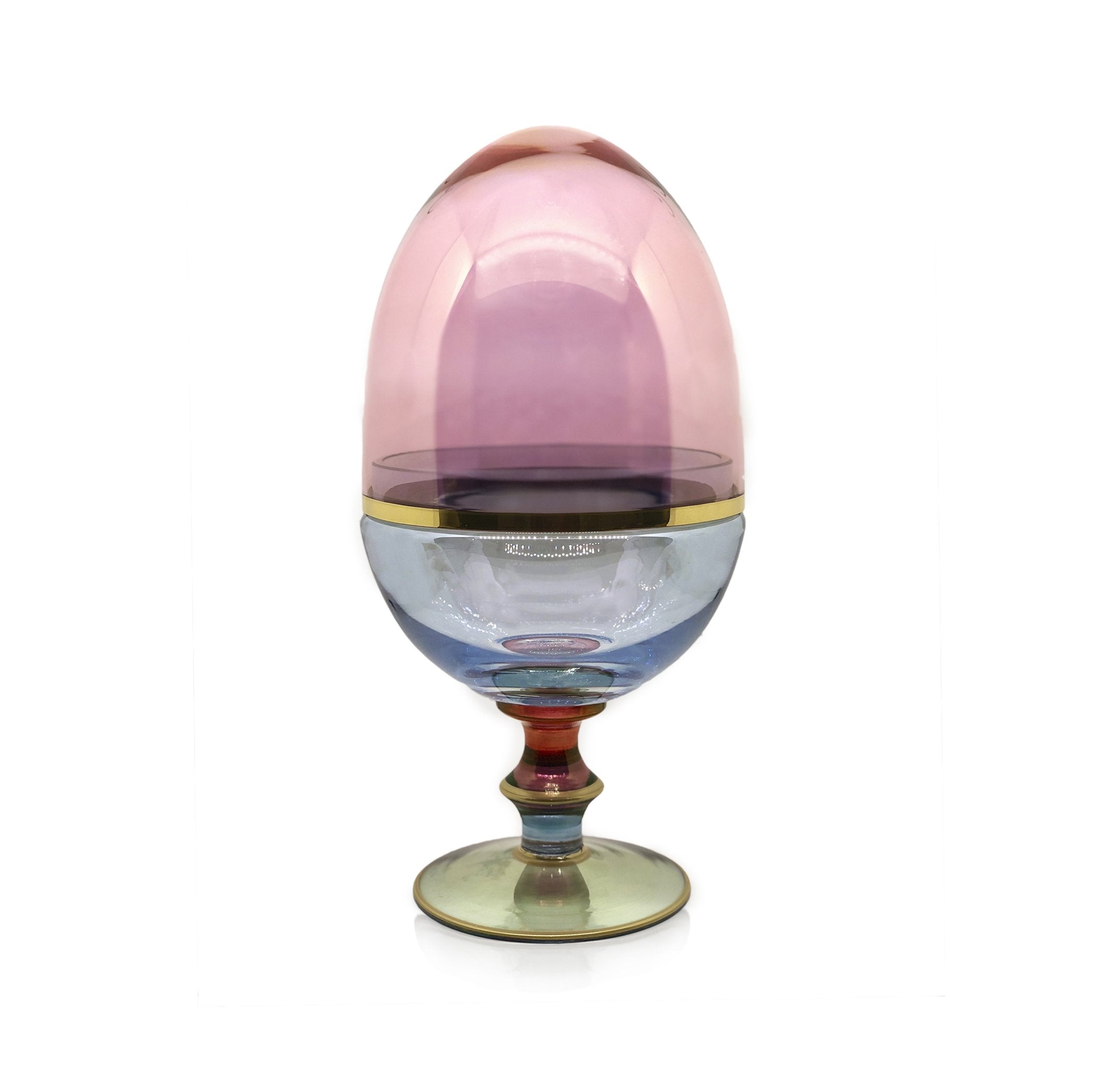 Handblown Italian Glass Egg on Stand, Large, 28cm