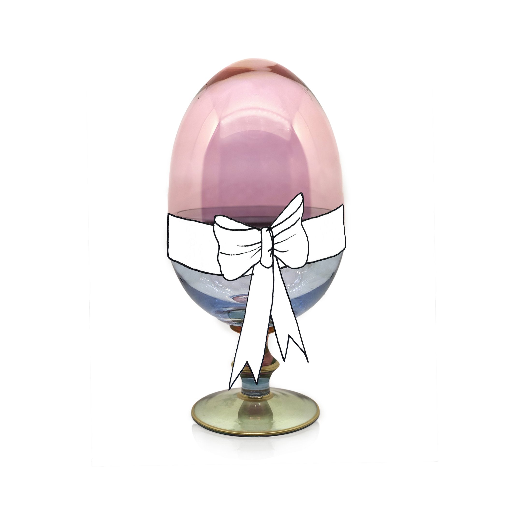 Handblown Italian Glass Egg on Stand, Large, 28cm