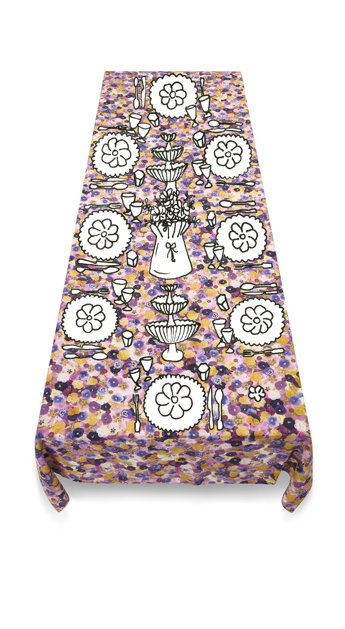 Le Marché aux Fleurs Linen Tablecloth in Multicolours