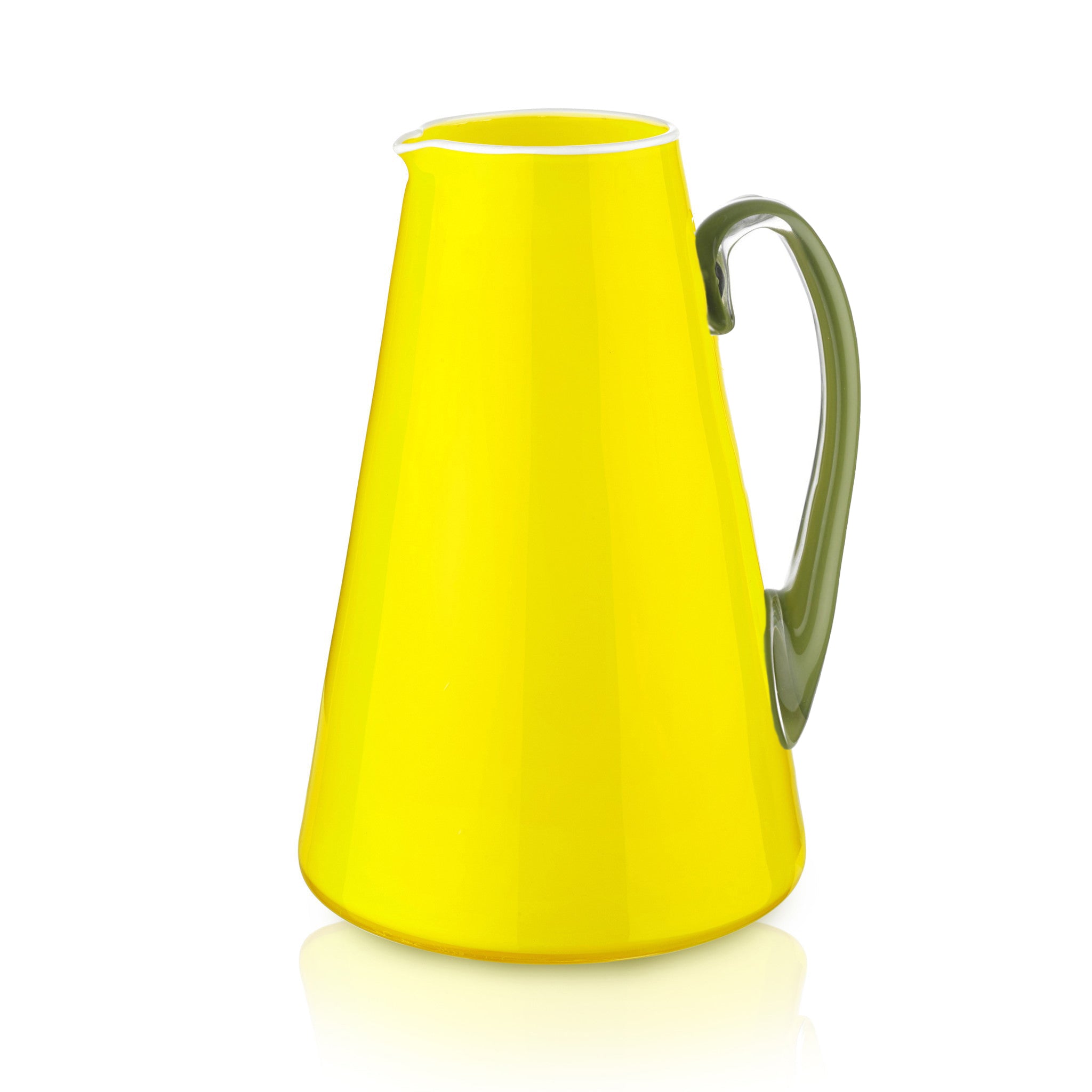 Handblown Glass Bumba Jug in Lemon Yellow and Apple Green, 3lt