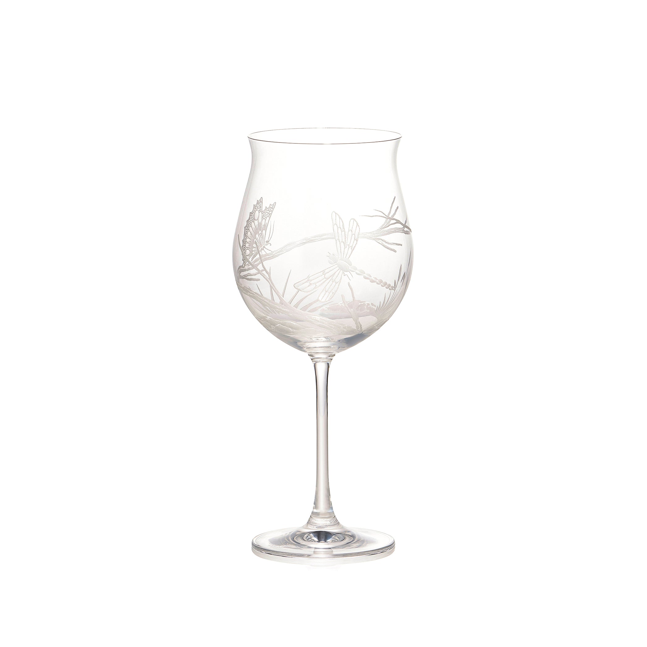 Dragonfly Engraved White Wine Glass, 23.5cm