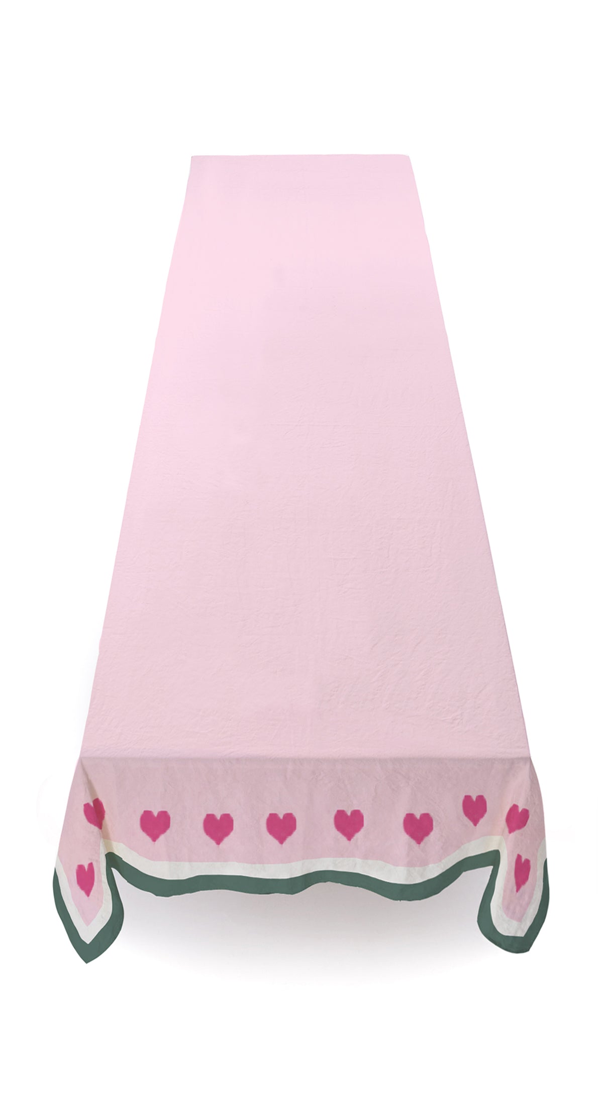 Summerill & Bishop x Lisou Heart Linen Tablecloth in Petal Pink and Forest Green