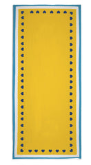 Summerill & Bishop x Lisou Heart Linen Tablecloth in Light Blue and Yellow