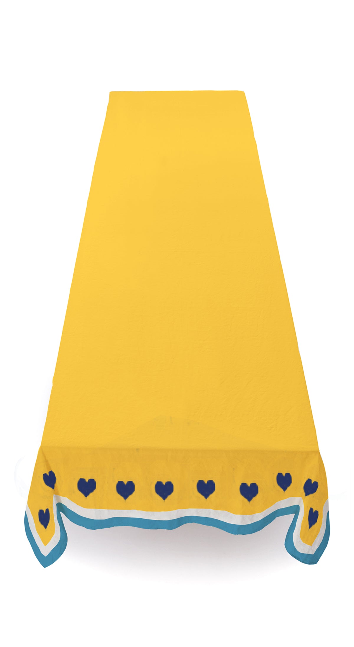 Summerill & Bishop x Lisou Heart Linen Tablecloth in Light Blue and Yellow