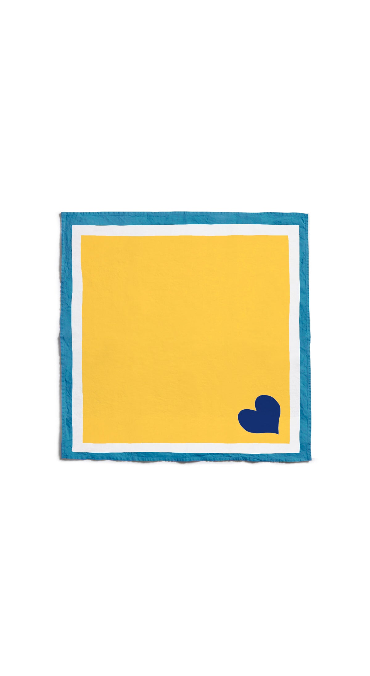 Summerill & Bishop x Lisou Heart Linen Napkin in Light Blue and Yellow, 50x50cm