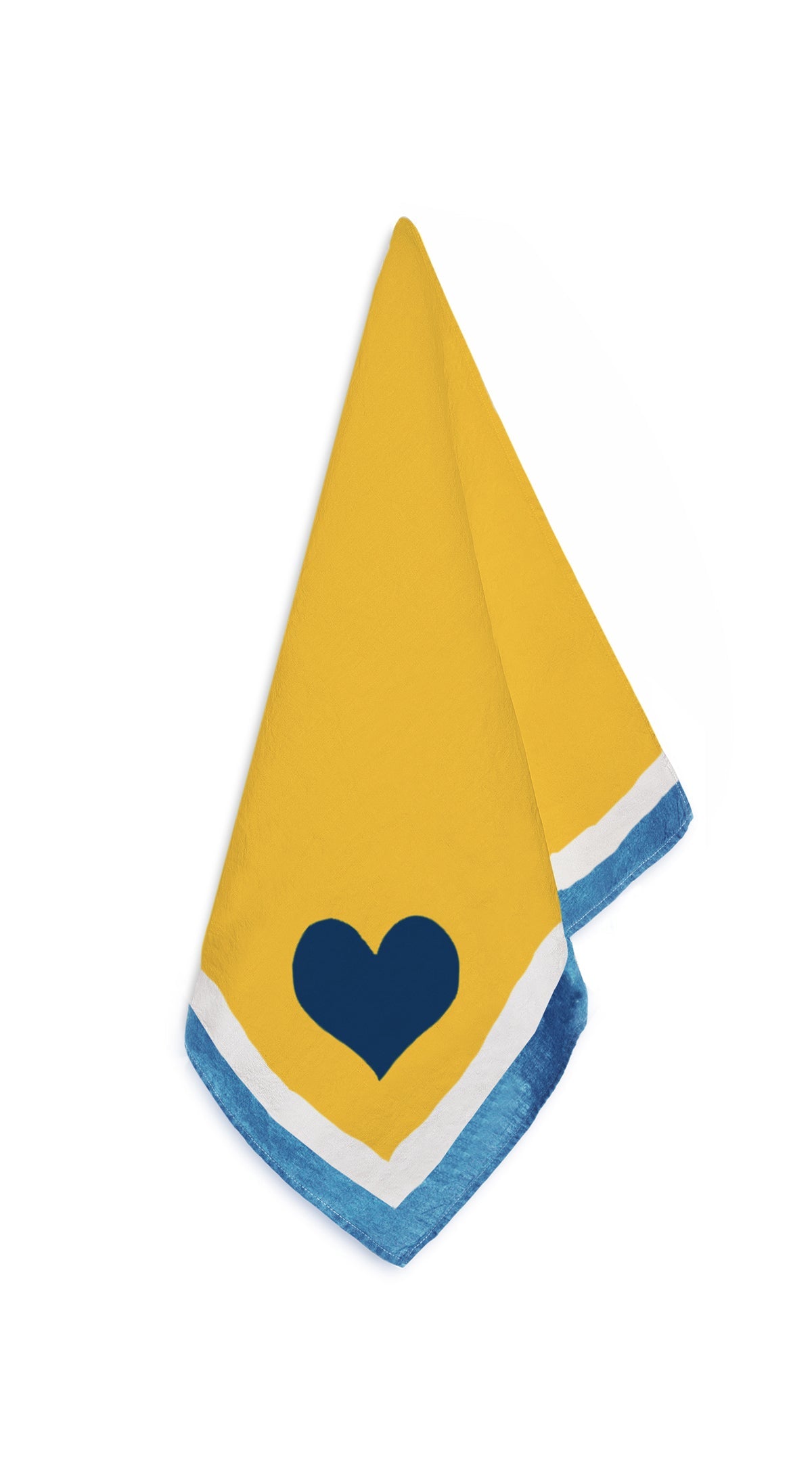 Summerill & Bishop x Lisou Heart Linen Napkin in Light Blue and Yellow, 50x50cm
