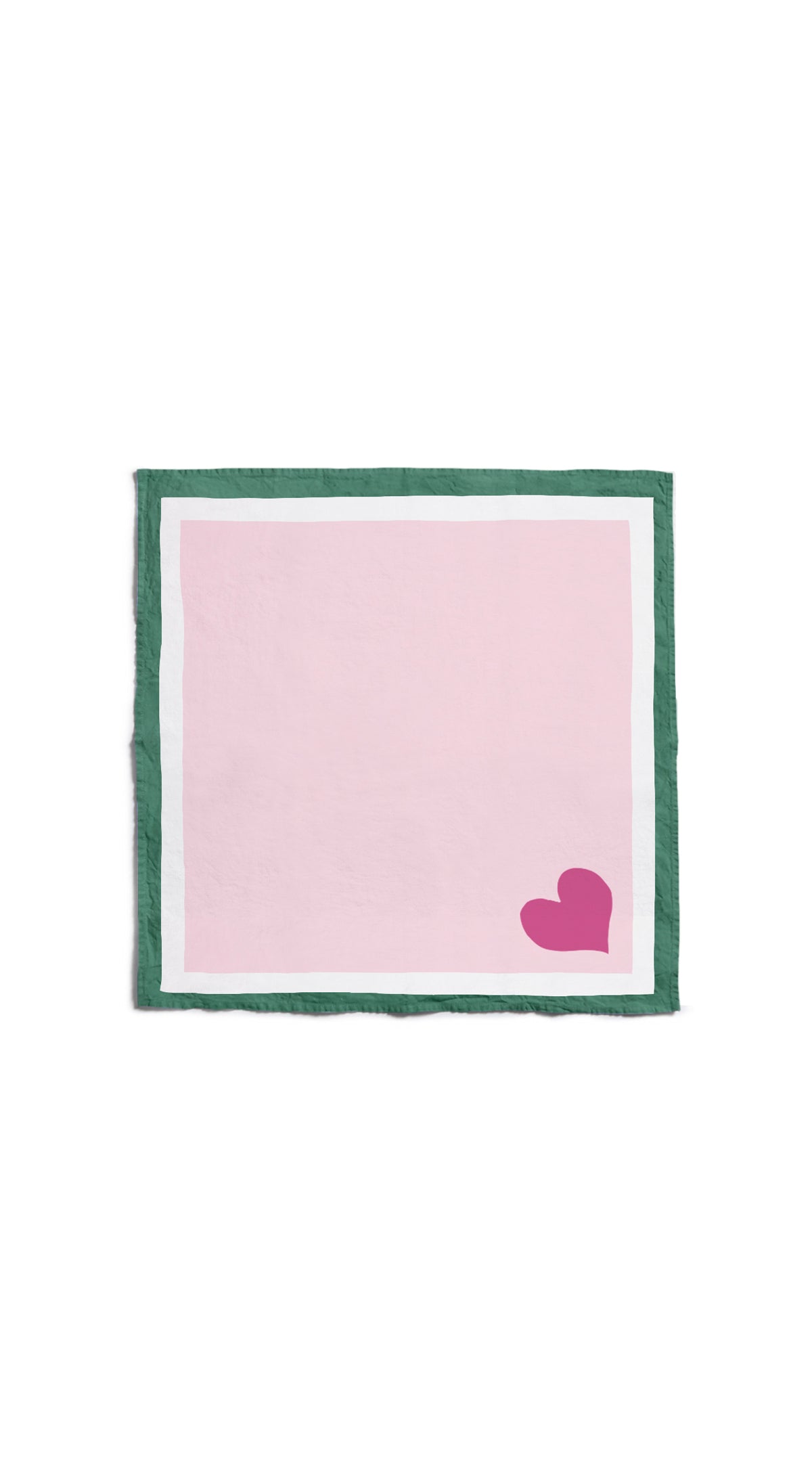 Summerill & Bishop x Lisou Heart Linen Napkin in Petal Pink and Forest Green, 50x50cm