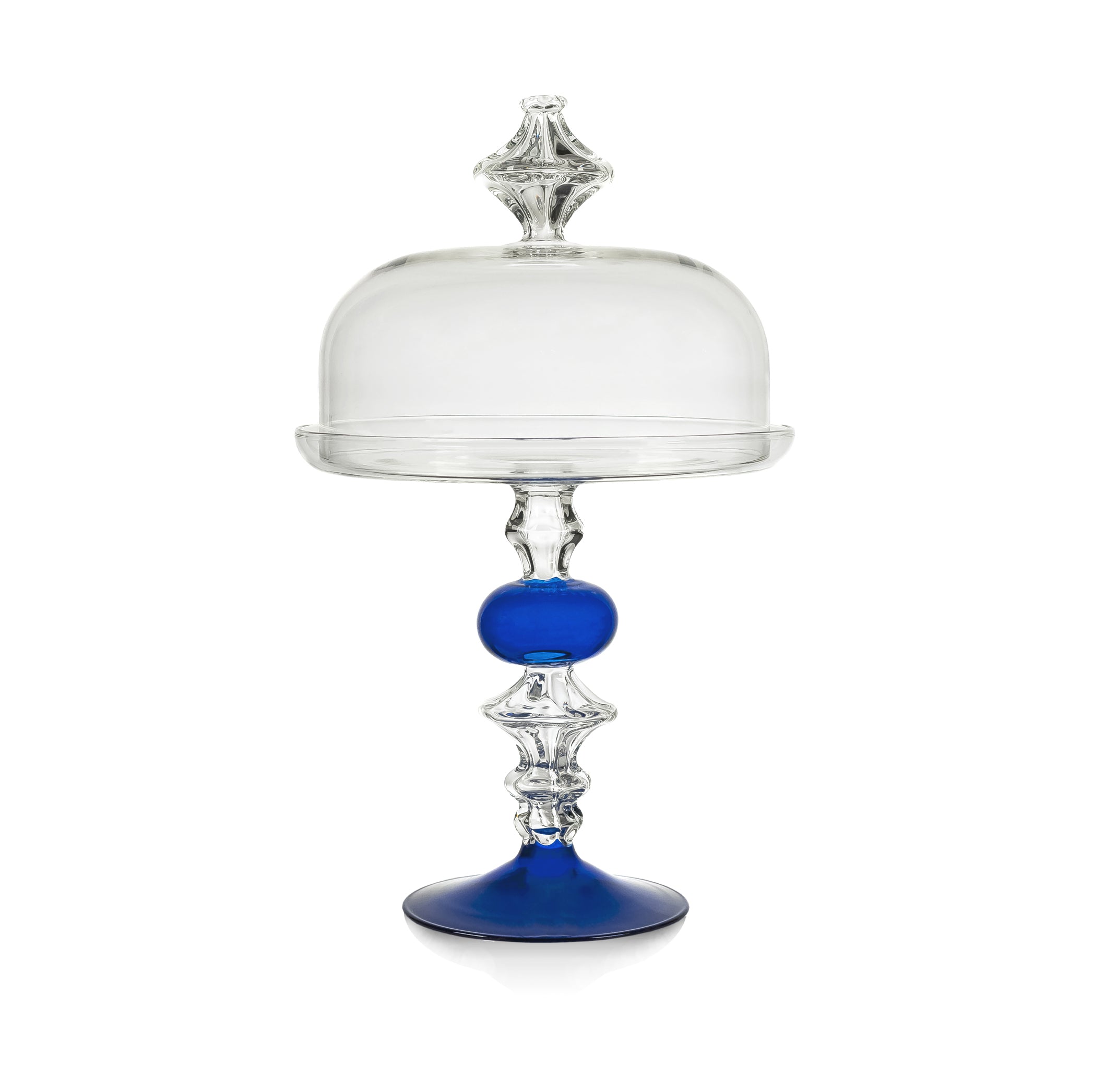 Lucia Cake Stand and Dome in Blue, 42cm x 23cm