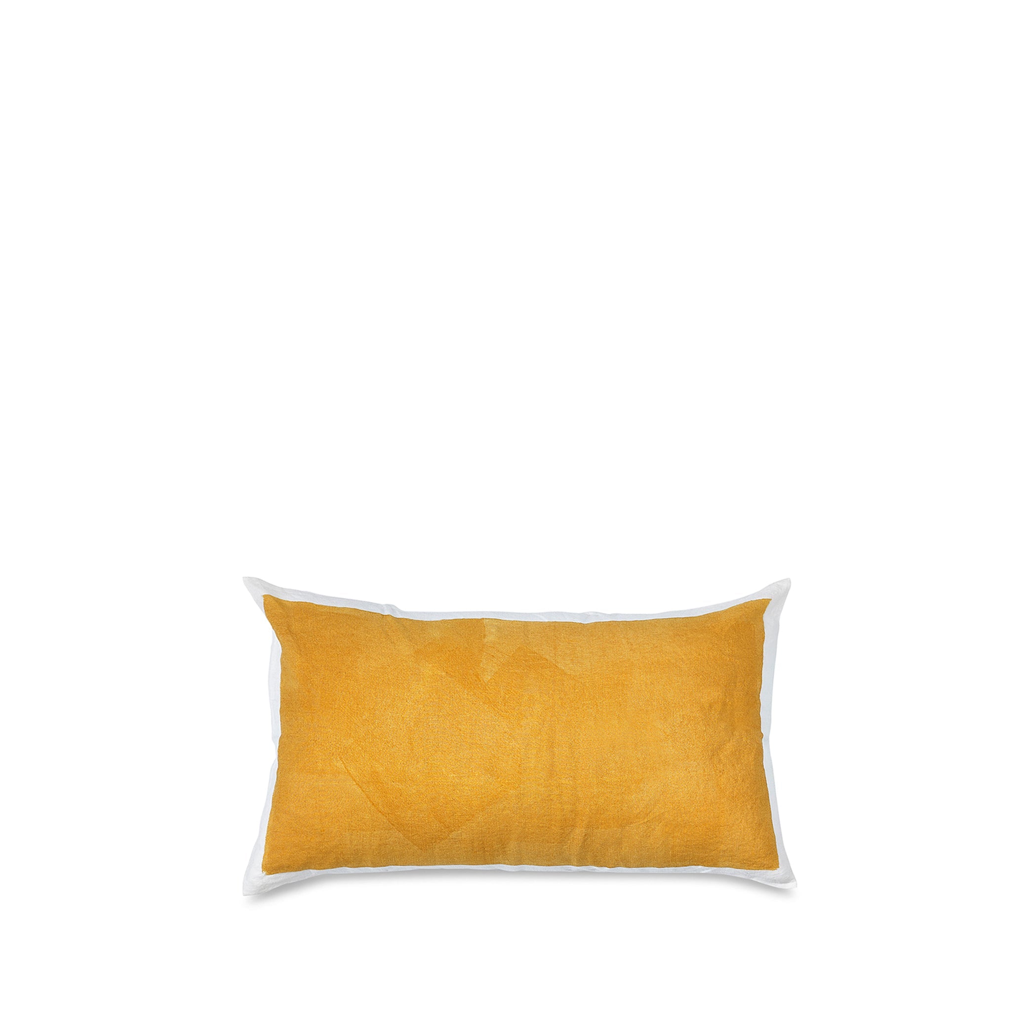 Hand Painted Linen Cushion in Mustard Yellow, 50cm x 30cm