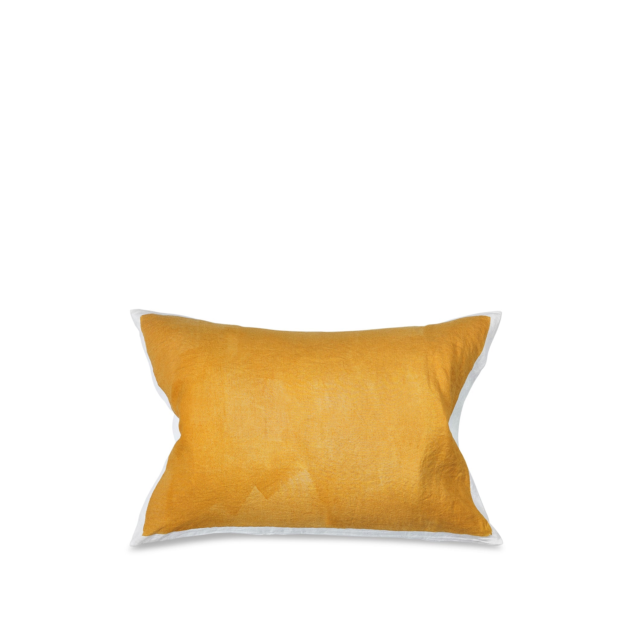 Hand Painted Linen Cushion in Mustard Yellow, 60cm x 40cm