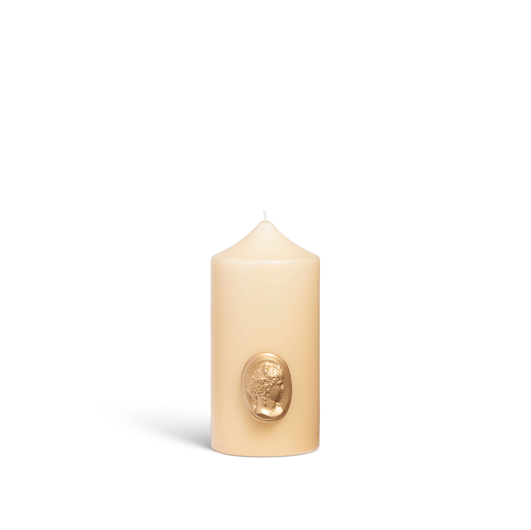 'Madame de Pompadour' Cameo Pillar Candle in Stone, 15cm by Trudon