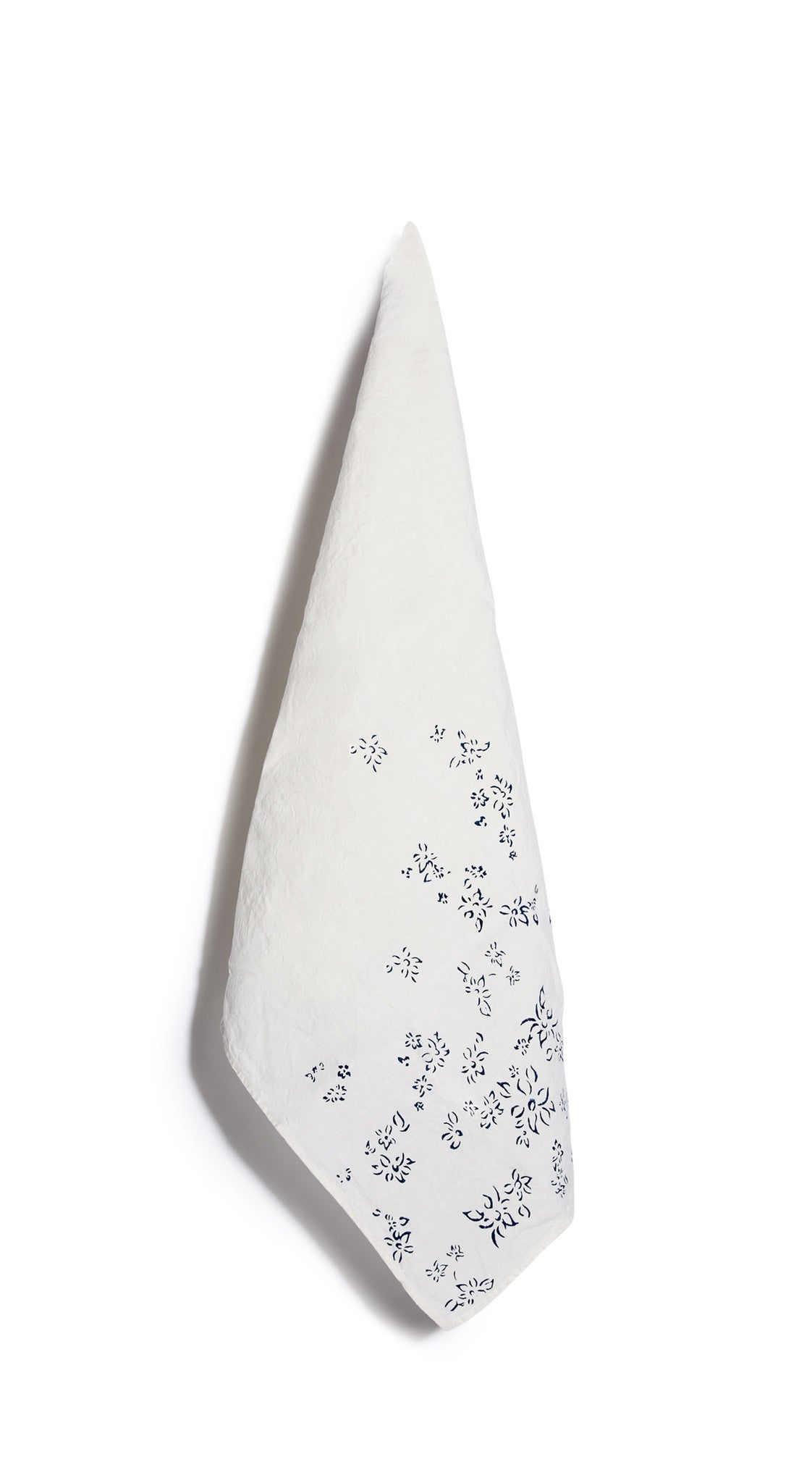Bernadette's Hand Stamped Falling Flower Linen Tea Towel in Midnight Blue, 55x70cm