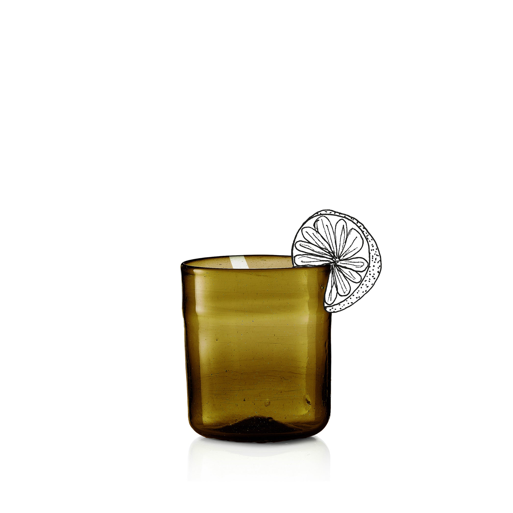 Handblown Glass Medium Water Tumbler in Yellow, 10cm