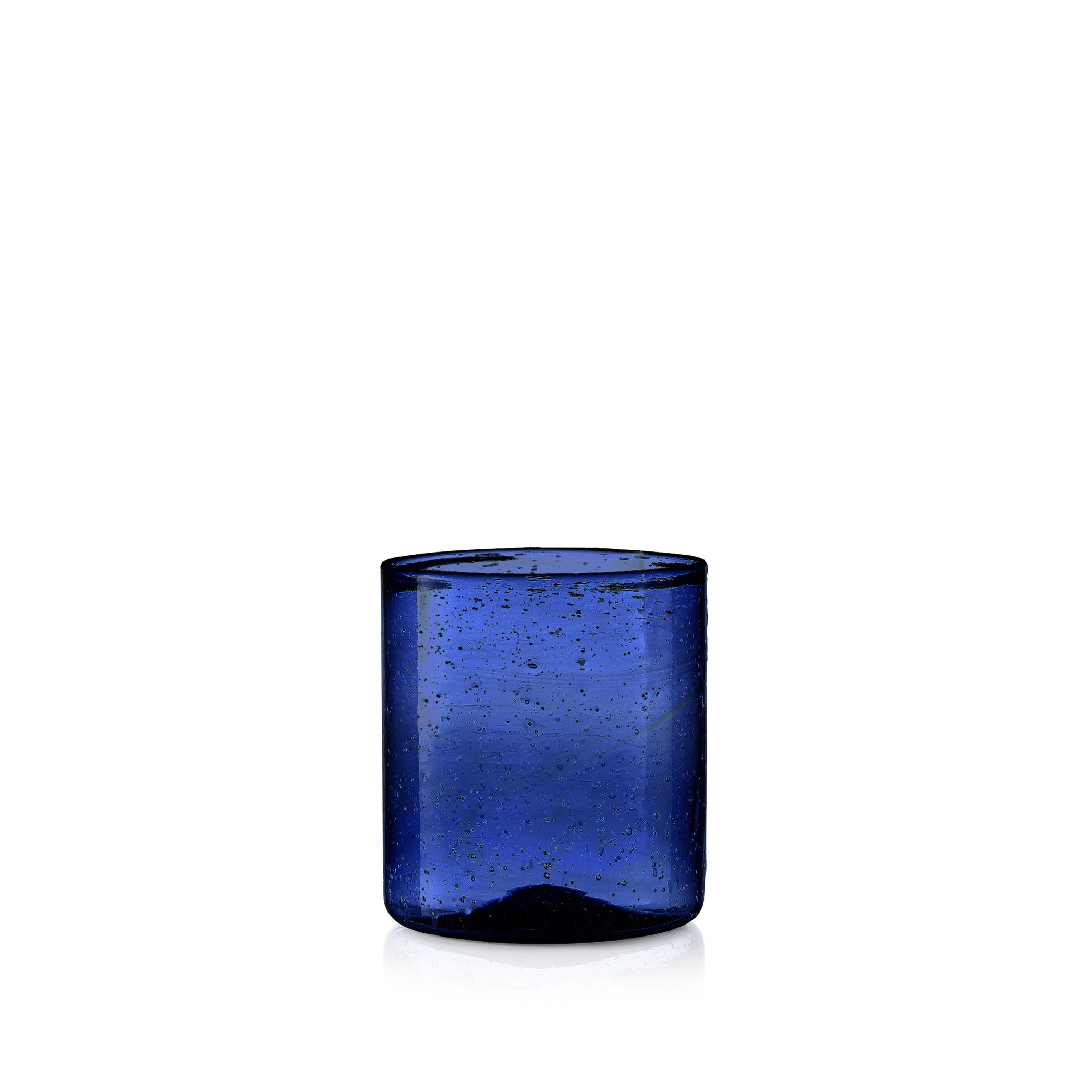 Handblown Glass Medium Water Tumbler in Dark Blue, 10cm