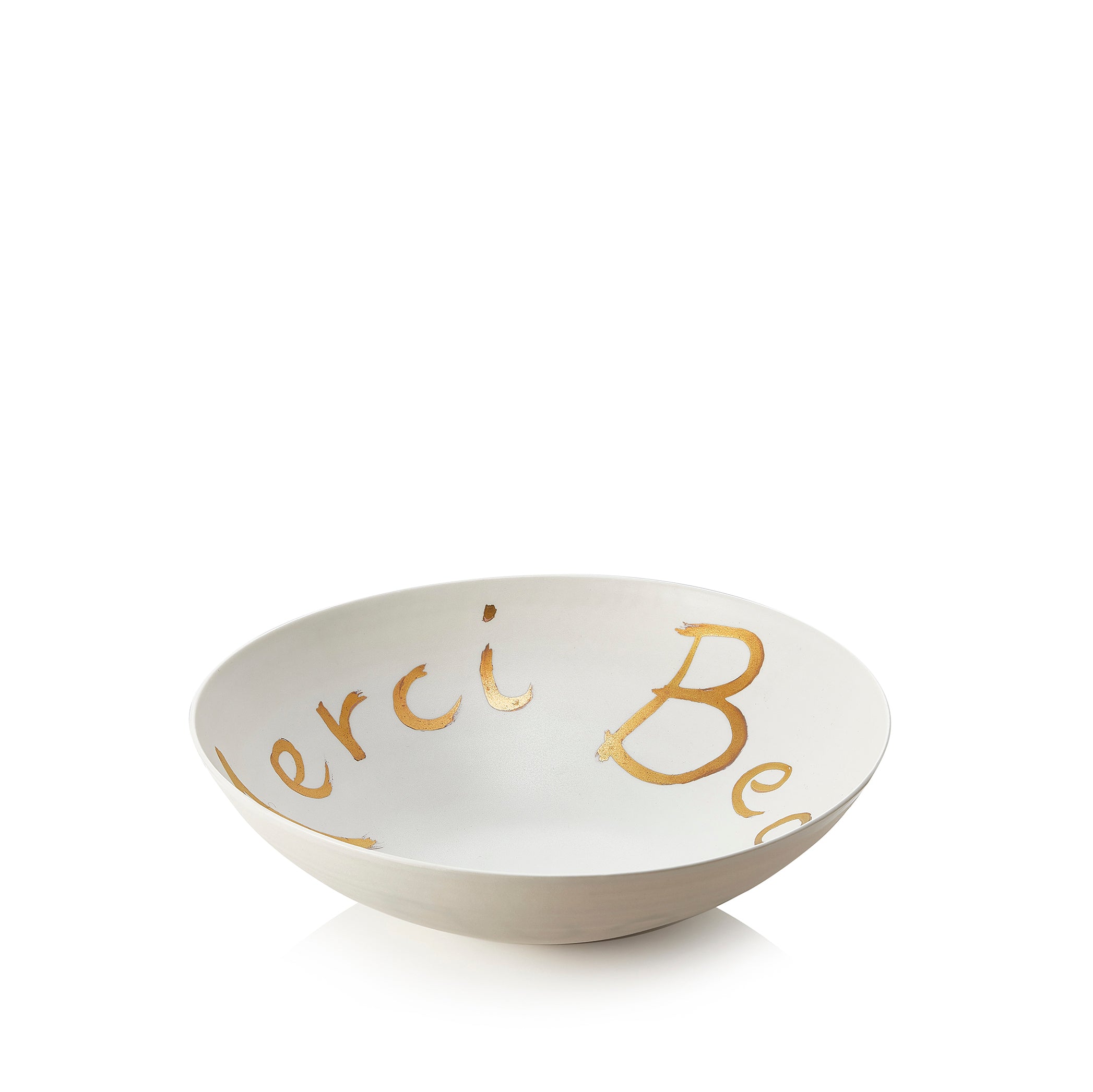 Merci Beaucoup Porcelain Bowl in Matte Gold