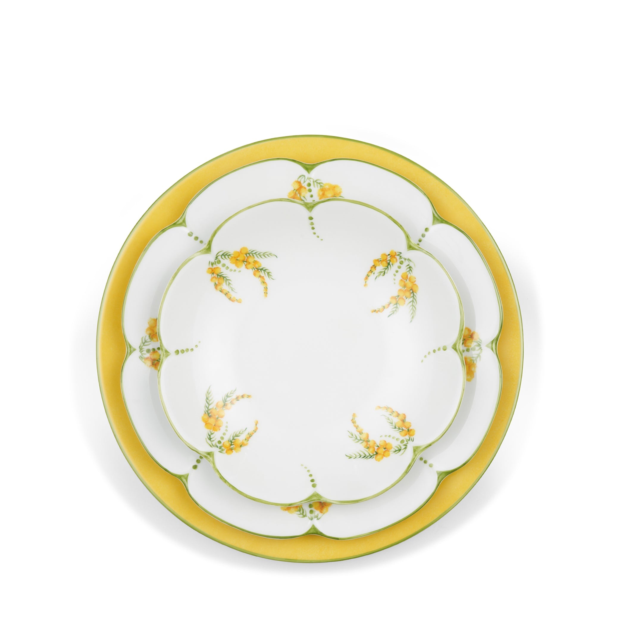 Mimosa Scalloped Hand-painted Porcelain Dinner Plate, 27cm