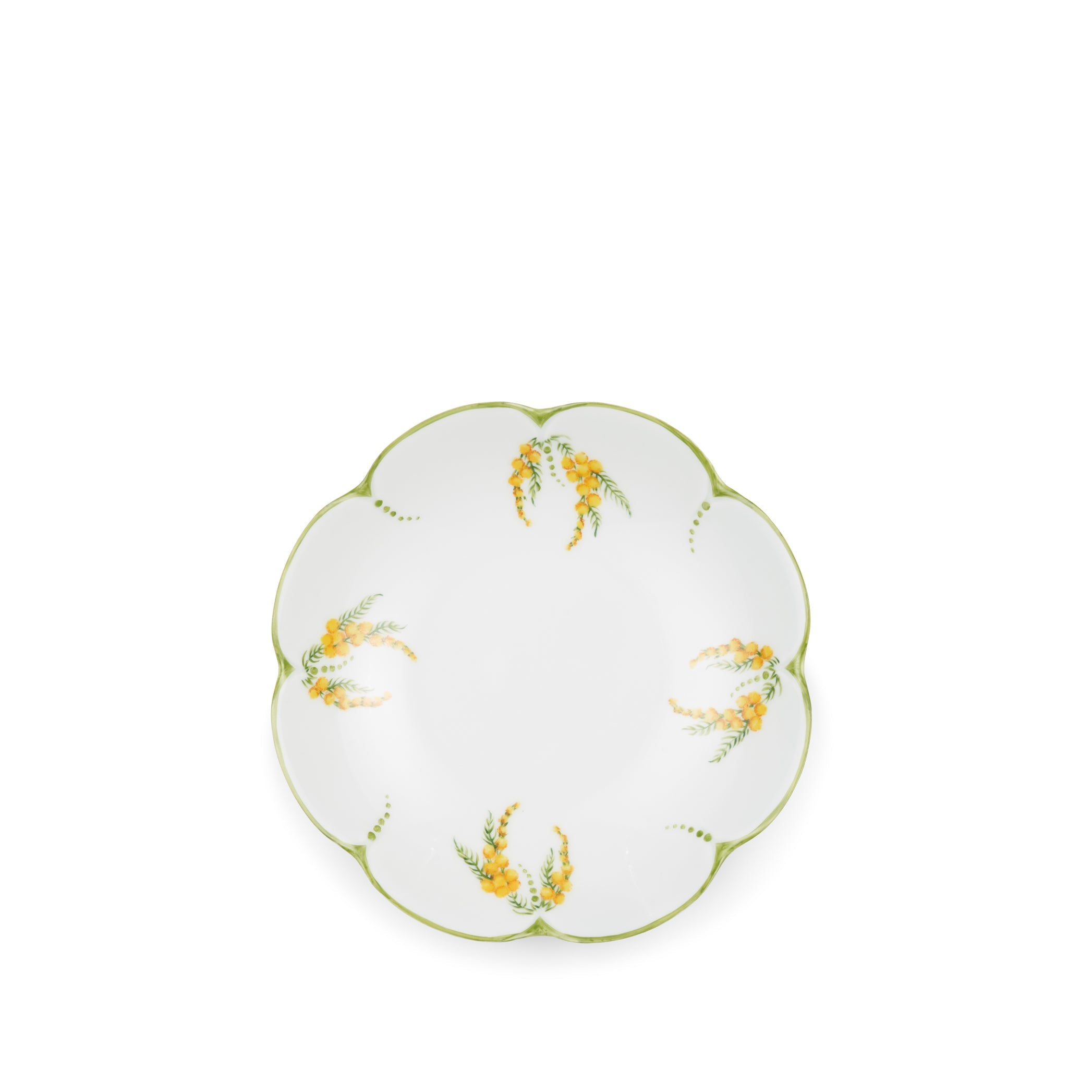 Mimosa Scalloped Hand-painted Porcelain Soup Plate, 21cm