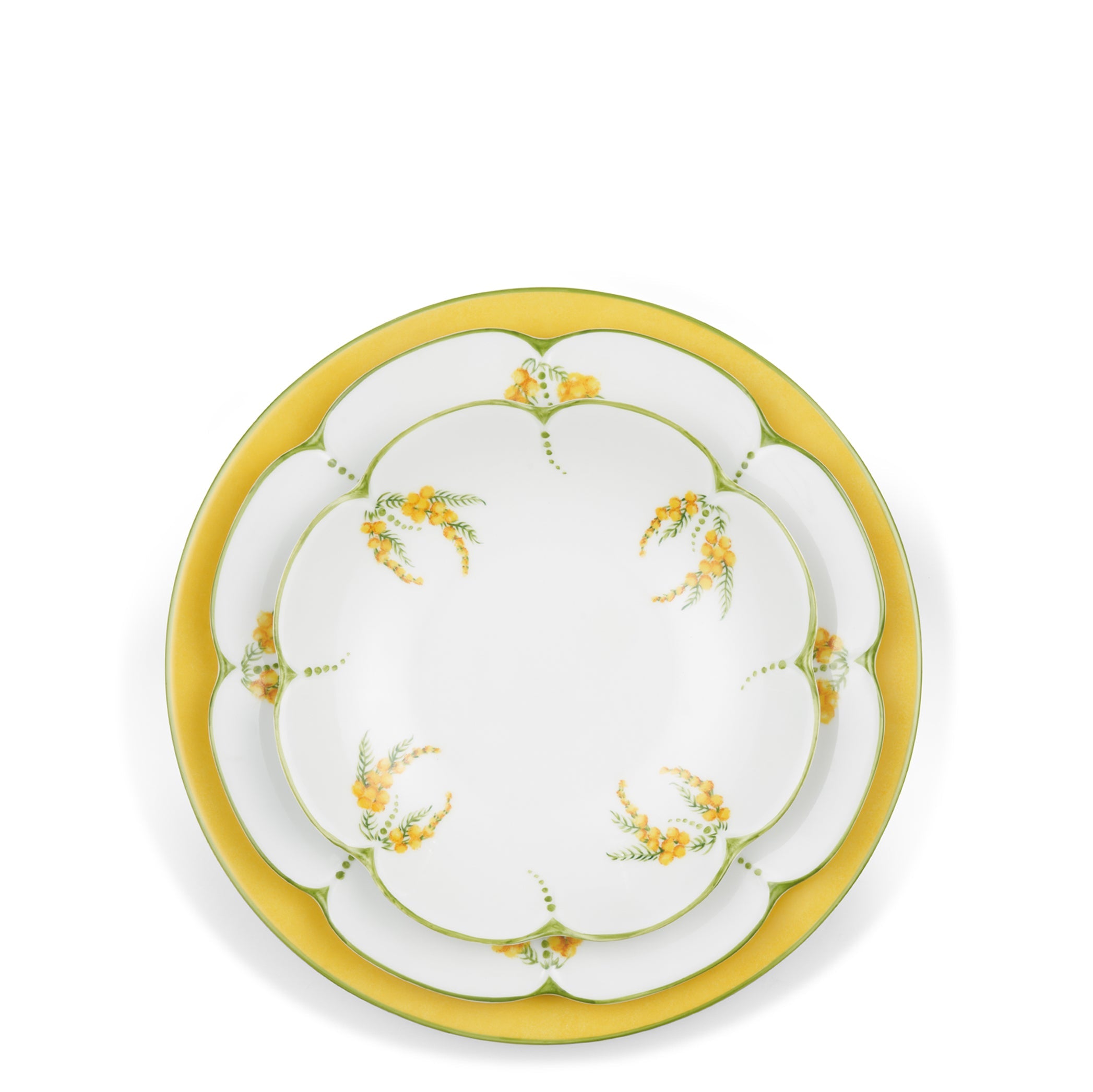 Mimosa Scalloped Hand-painted Porcelain Soup Plate, 21cm