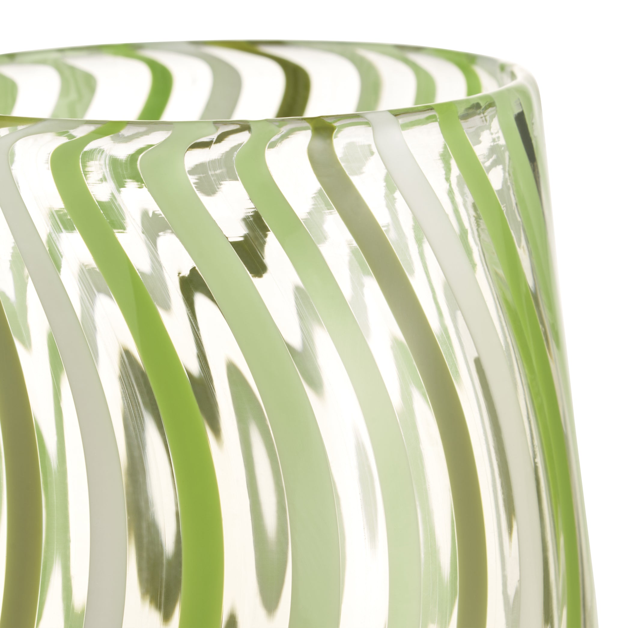 Multi-Striped Handblown Glass Tumbler in Green Stripes