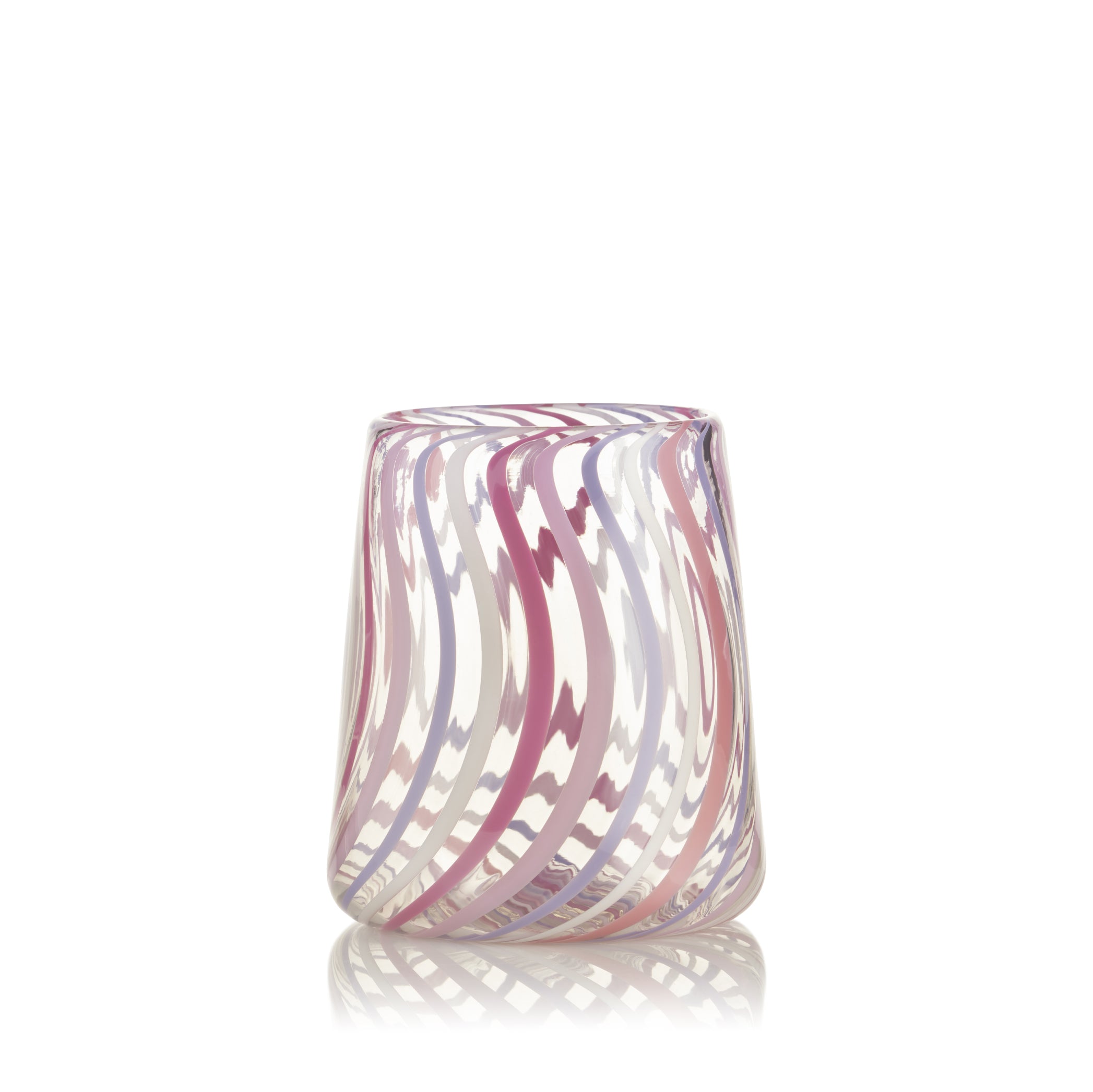 Multi-Striped Handblown Glass Tumbler in Pink Stripes