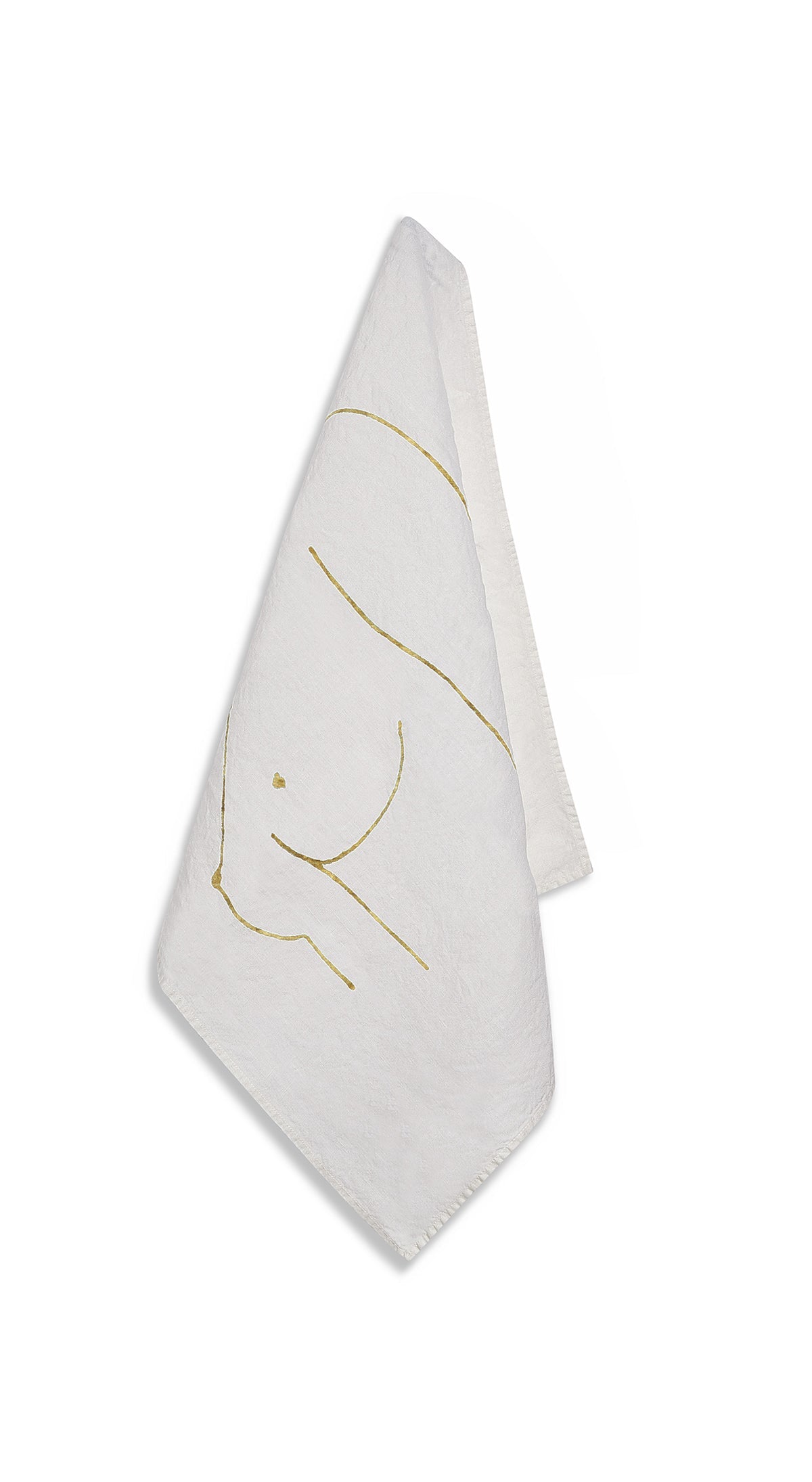 Nude Linen Napkin "Female Chest" in Gold, 50x50cm