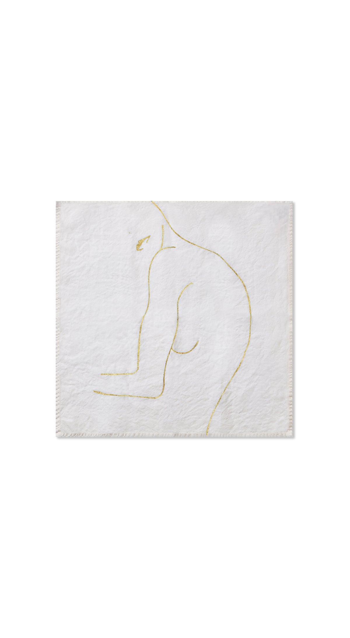 Nude Linen Napkin "Female With Lips" in Gold, 50x50cm