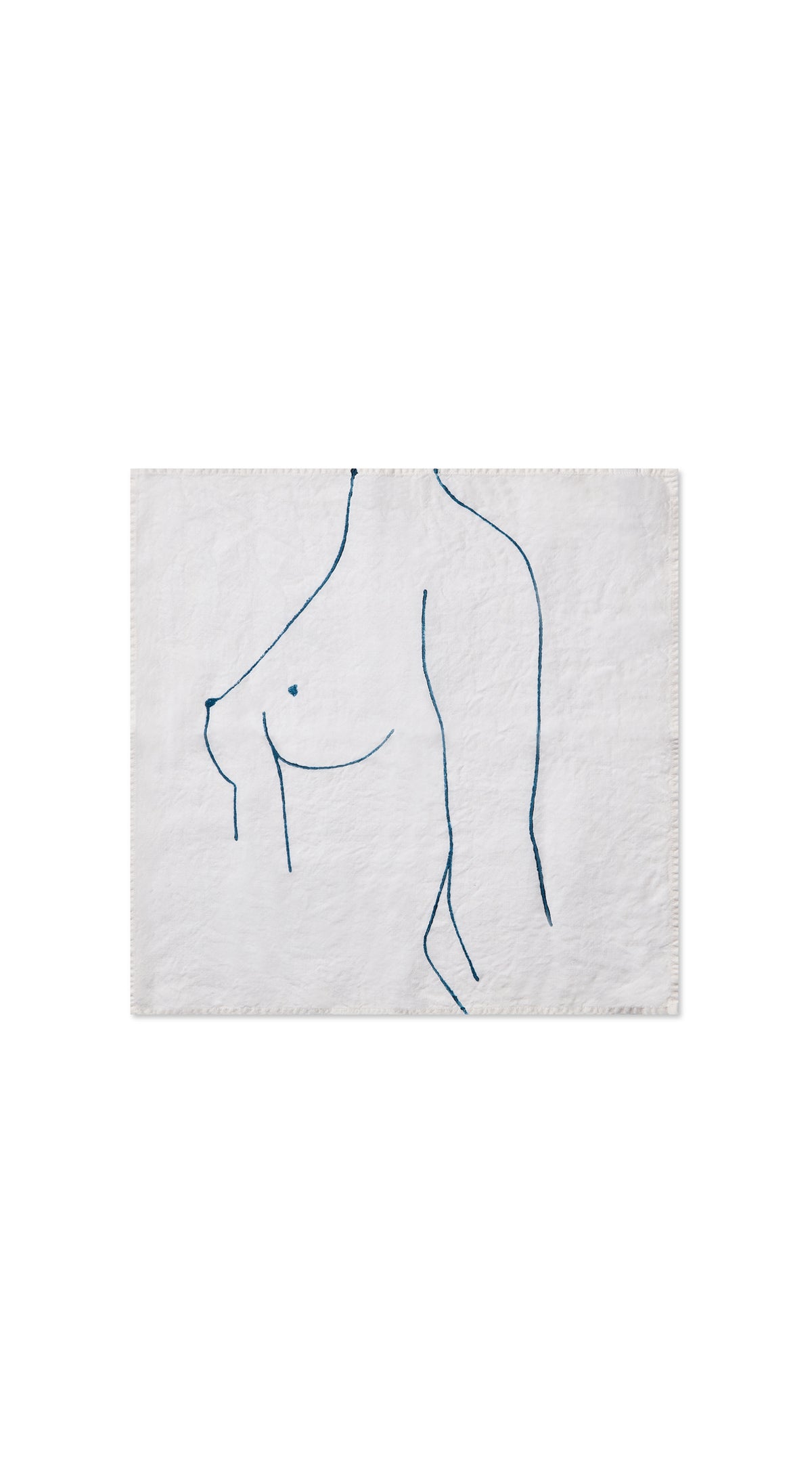 Nude Linen Napkin "Female Chest" in Midnight Blue, 50x50cm