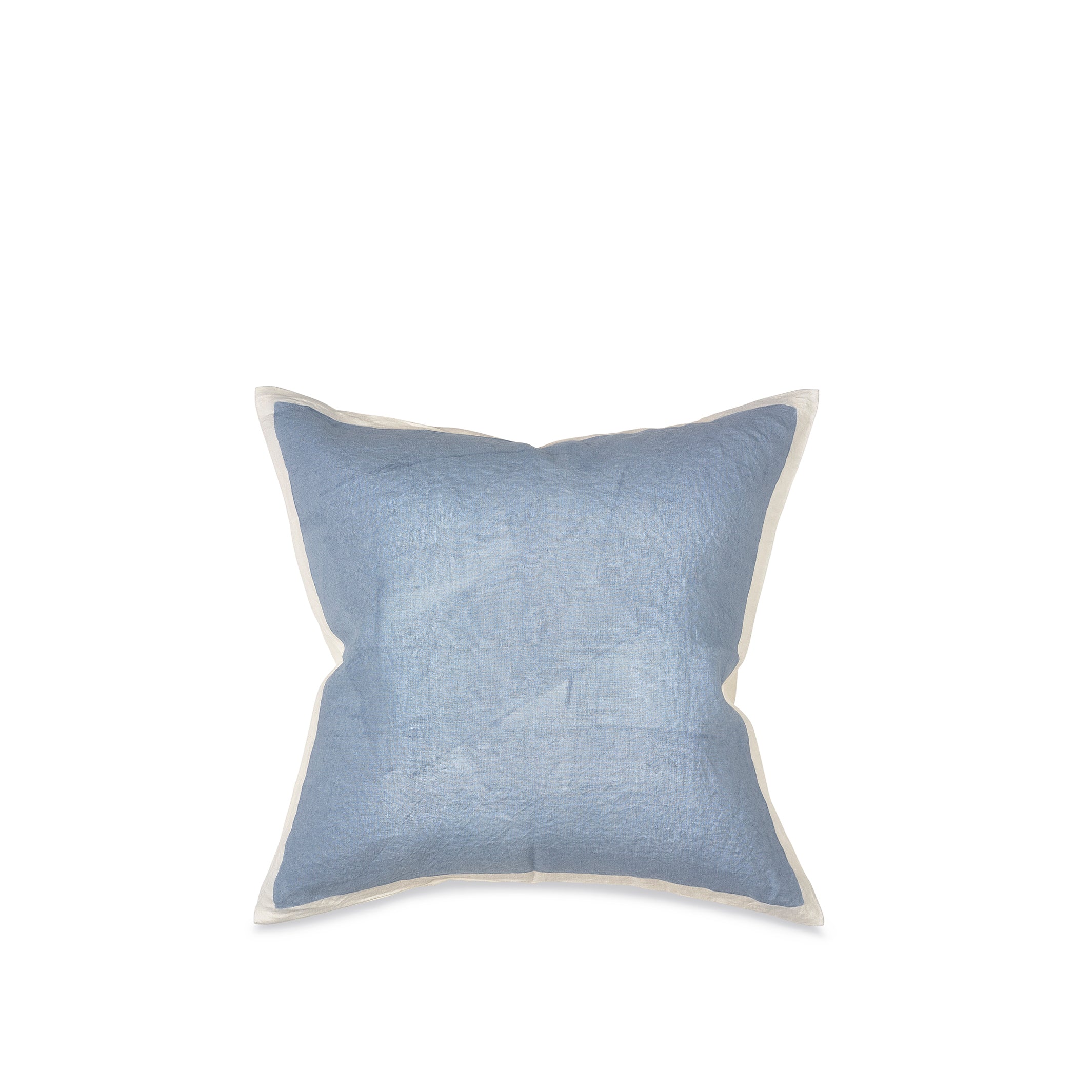 Hand Painted Linen Cushion in Pale Blue, 50cm x 50cm