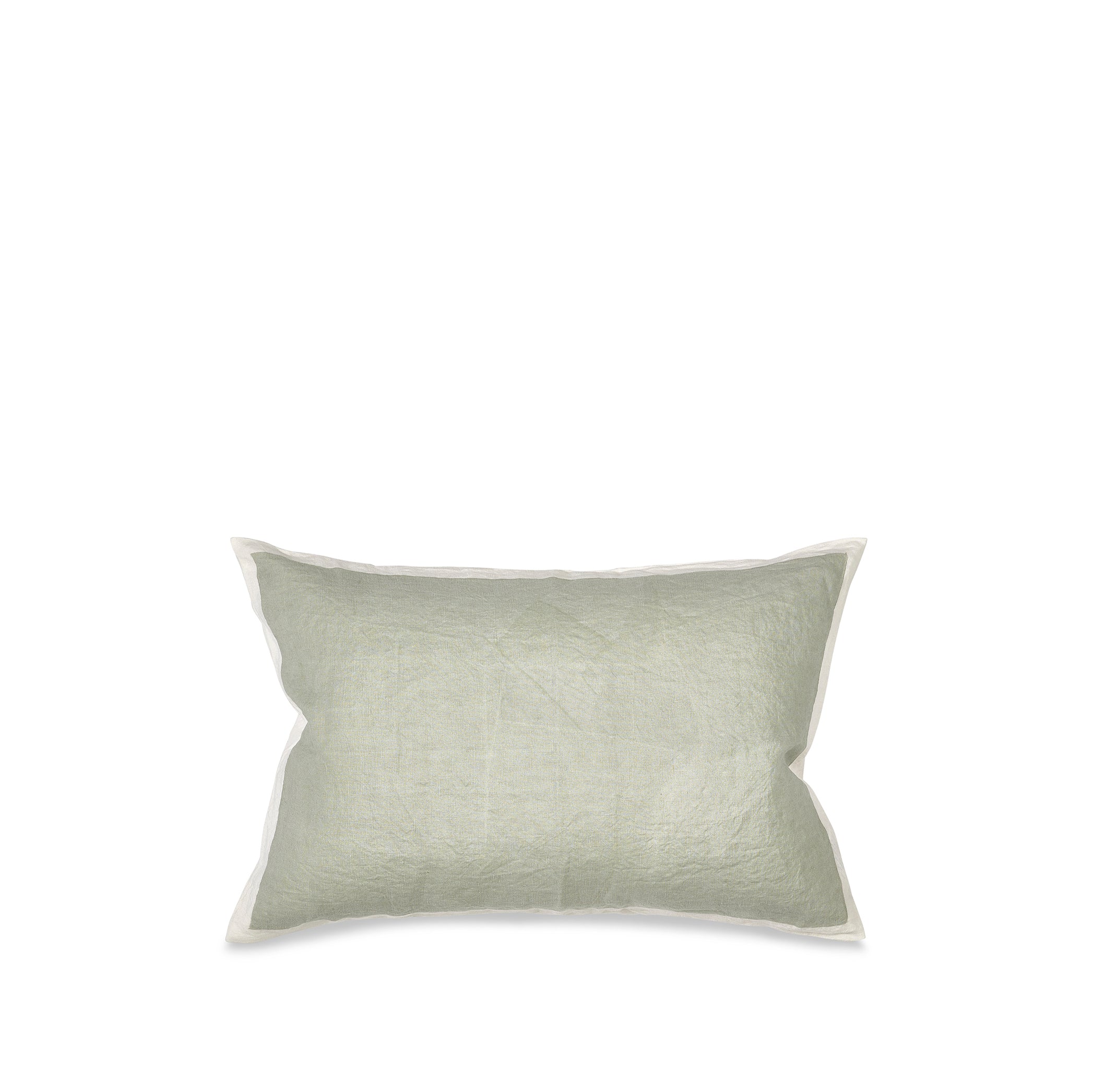 Hand Painted Linen Cushion in Pale Green, 60cm x 40cm