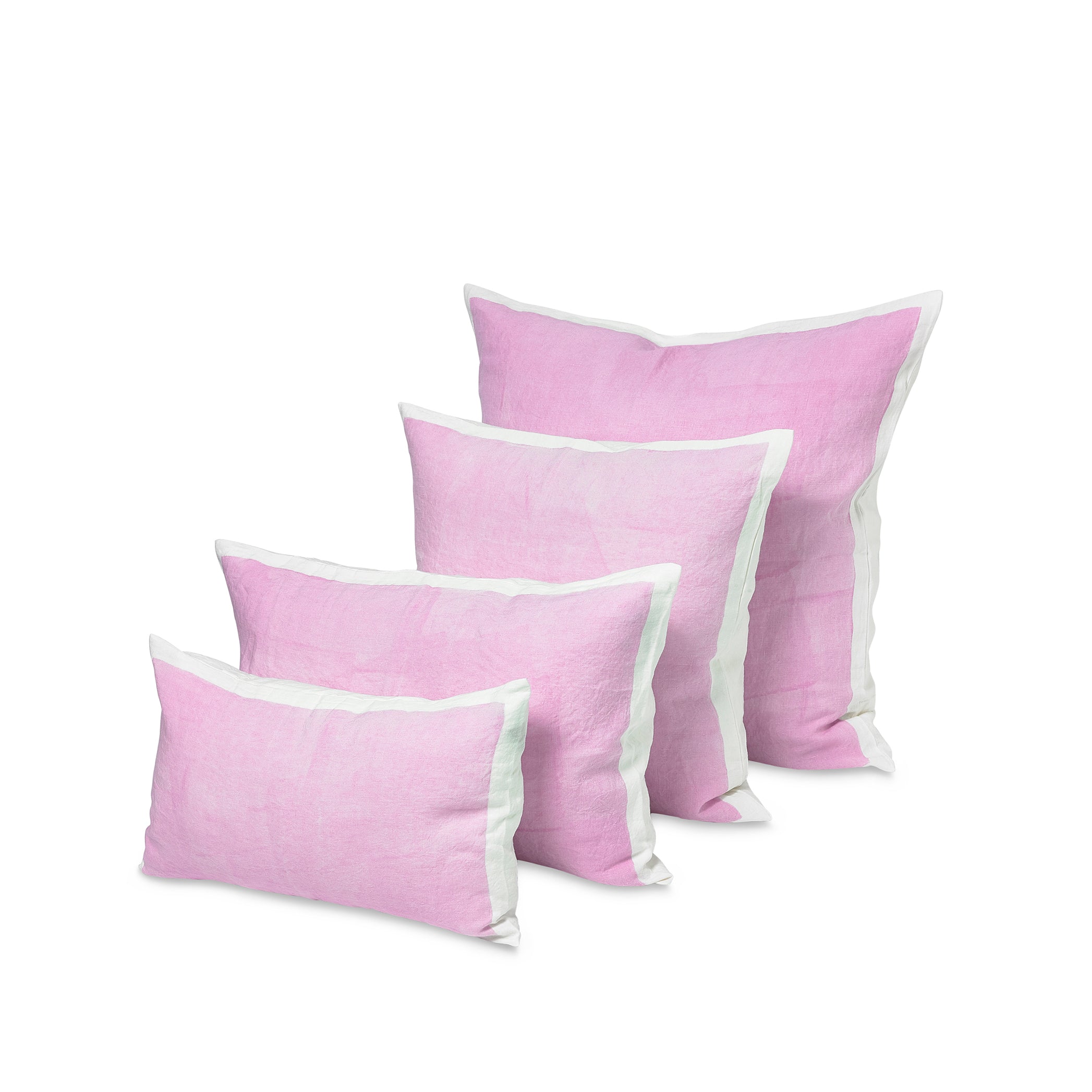 Hand Painted Linen Cushion in Pale Pink, 60cm x 60cm