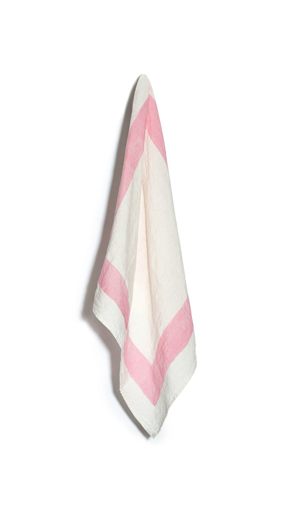 'Cornice' Linen Napkin in Rose Pink, 50x50cm