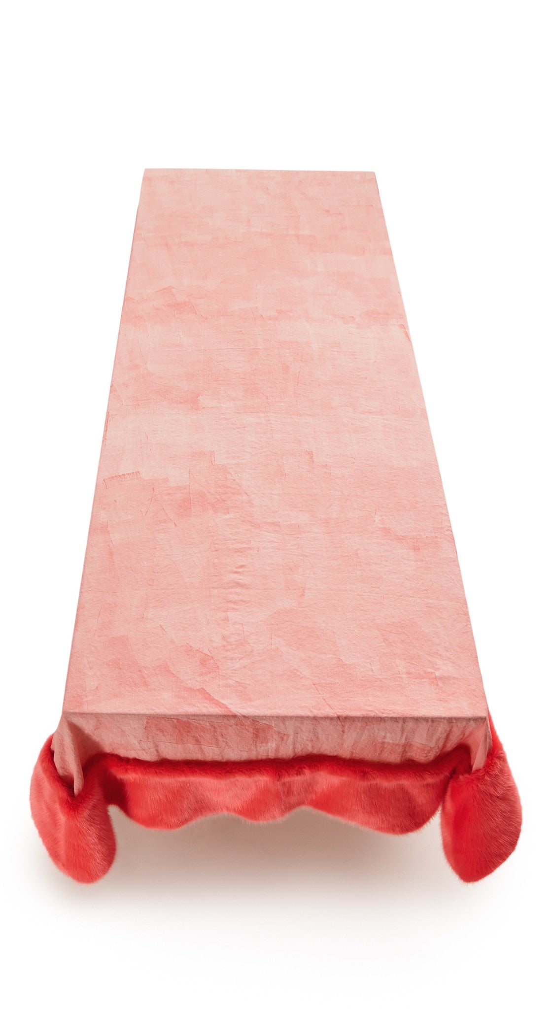 Summerill & Bishop x Shrimps Hand Painted Linen and Faux Fur Tablecloth in Powder Pink