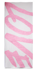 Love Word Linen Tablecloth in Rose Pink