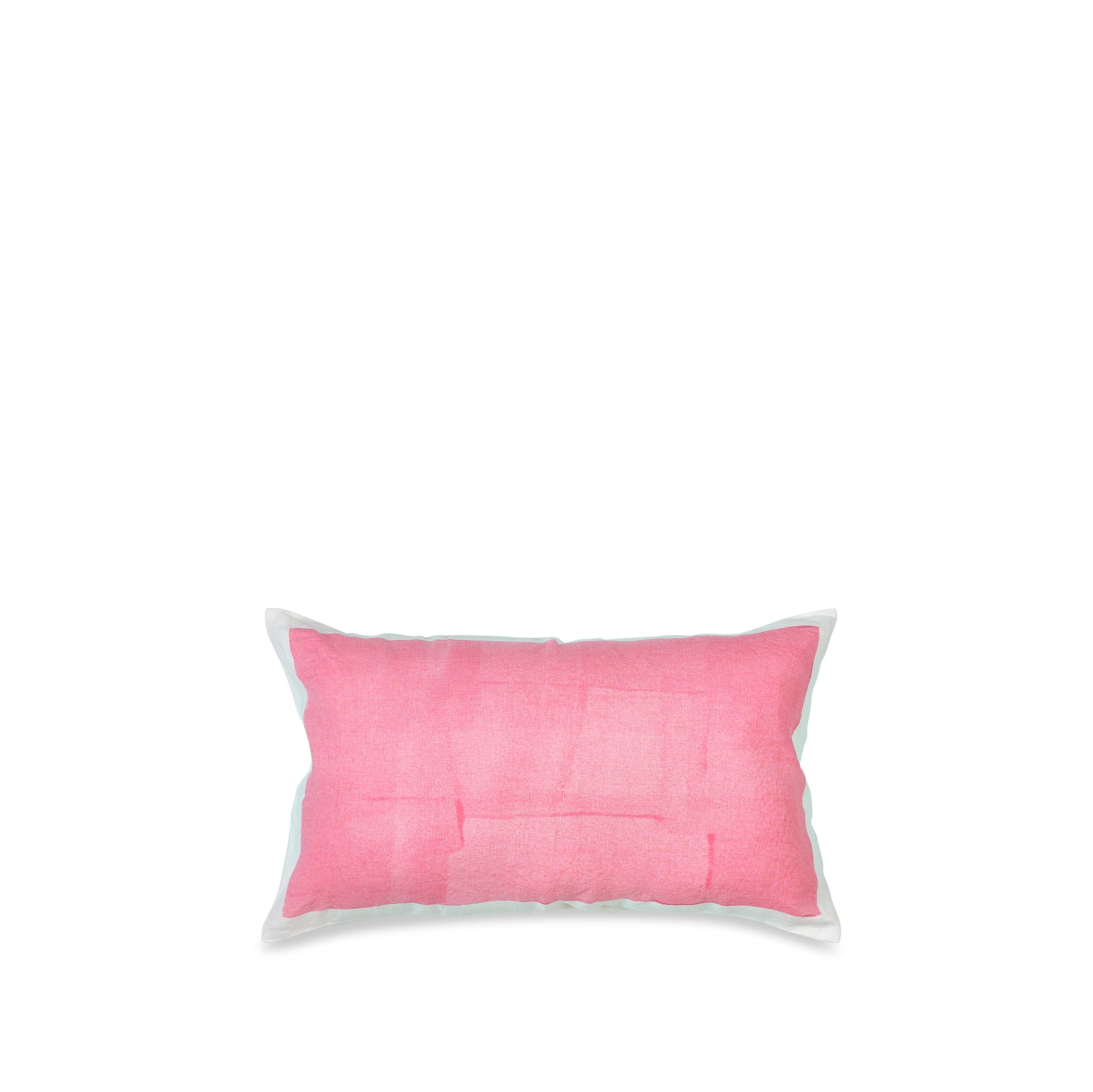 Hand Painted Linen Cushion in Rose Pink, 50cm x 30cm