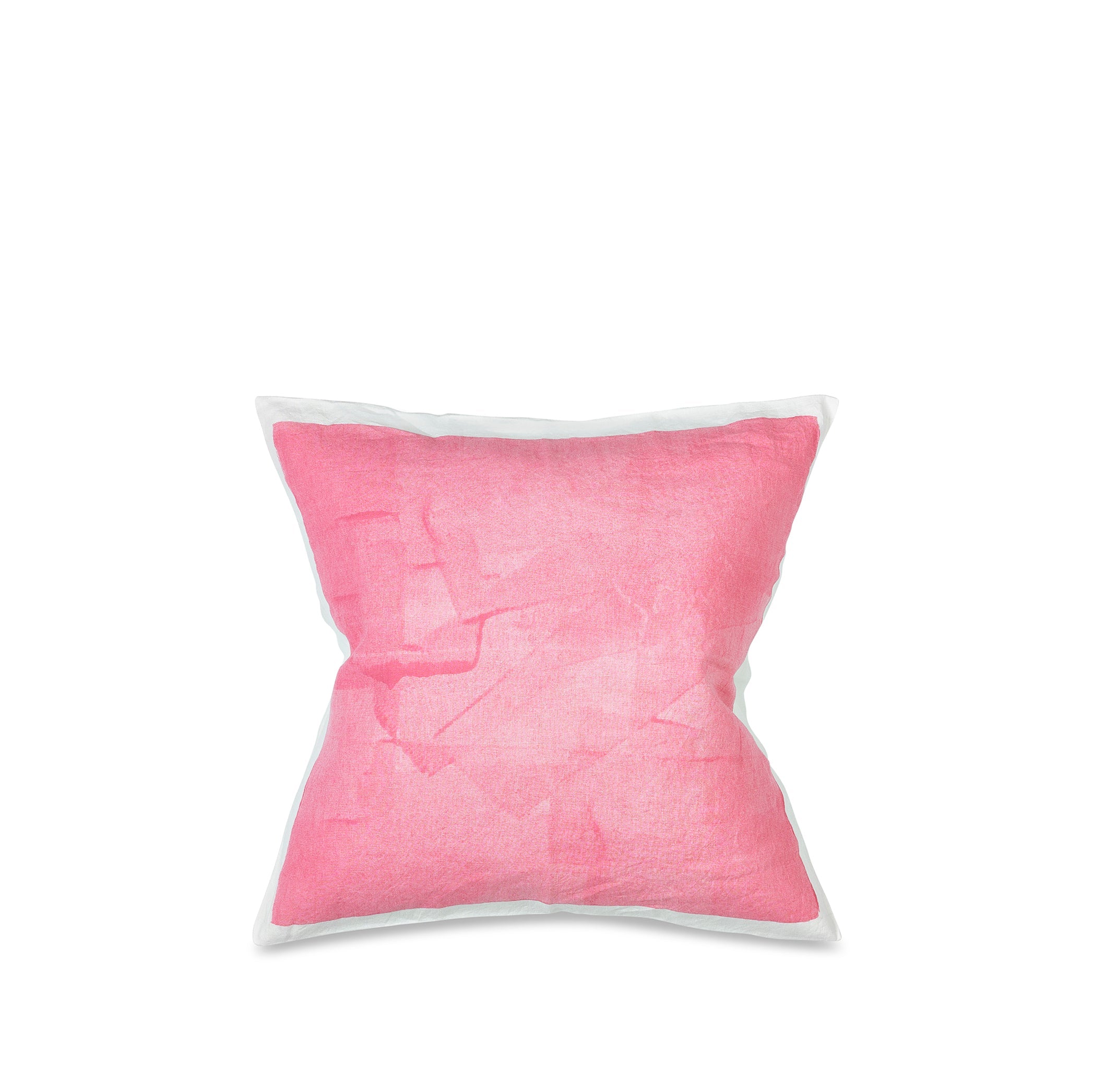 Hand Painted Linen Cushion in Rose Pink, 50cm x 50cm