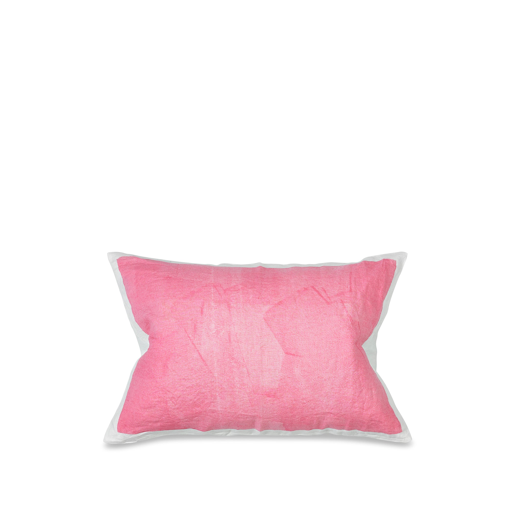 Hand Painted Linen Cushion in Rose Pink, 60cm x 40cm