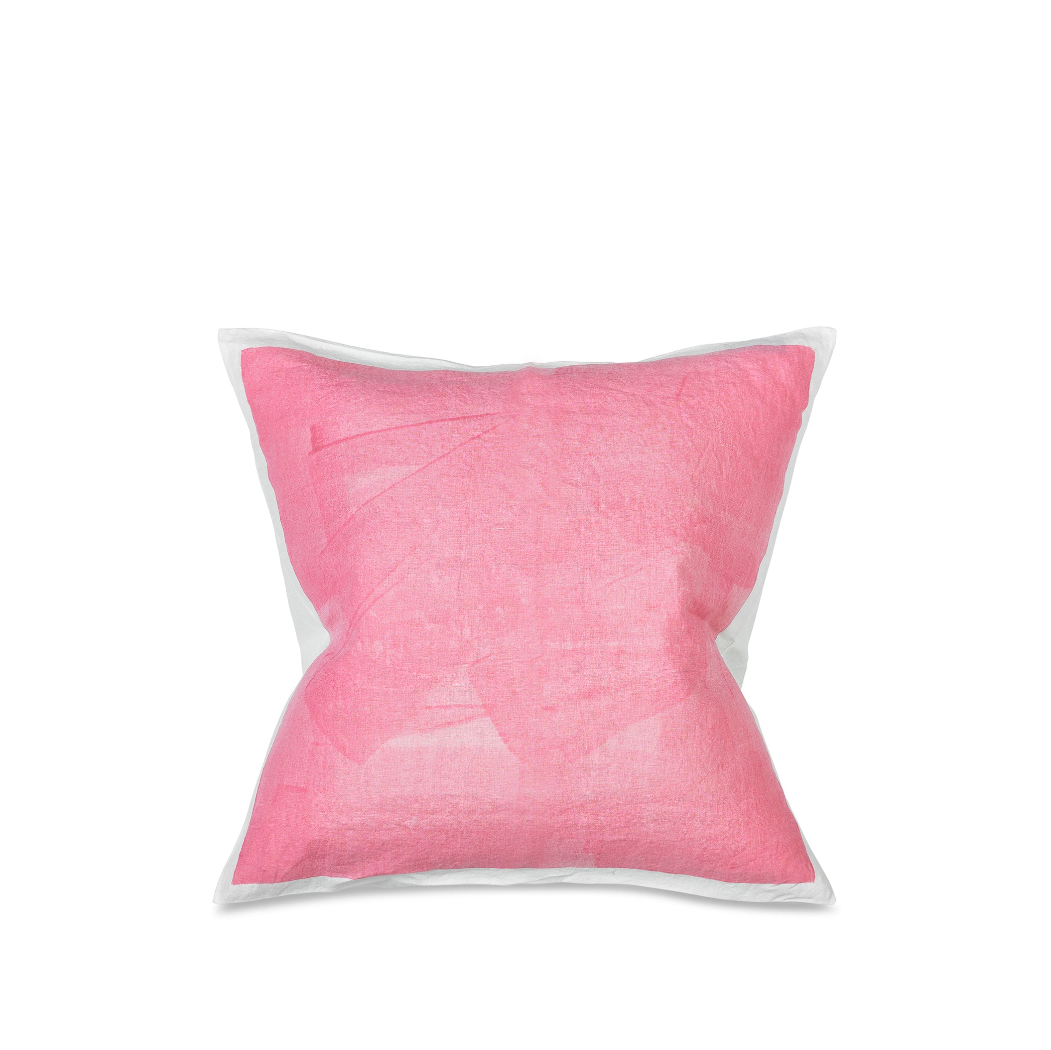 Hand Painted Linen Cushion in Rose Pink, 60cm x 60cm